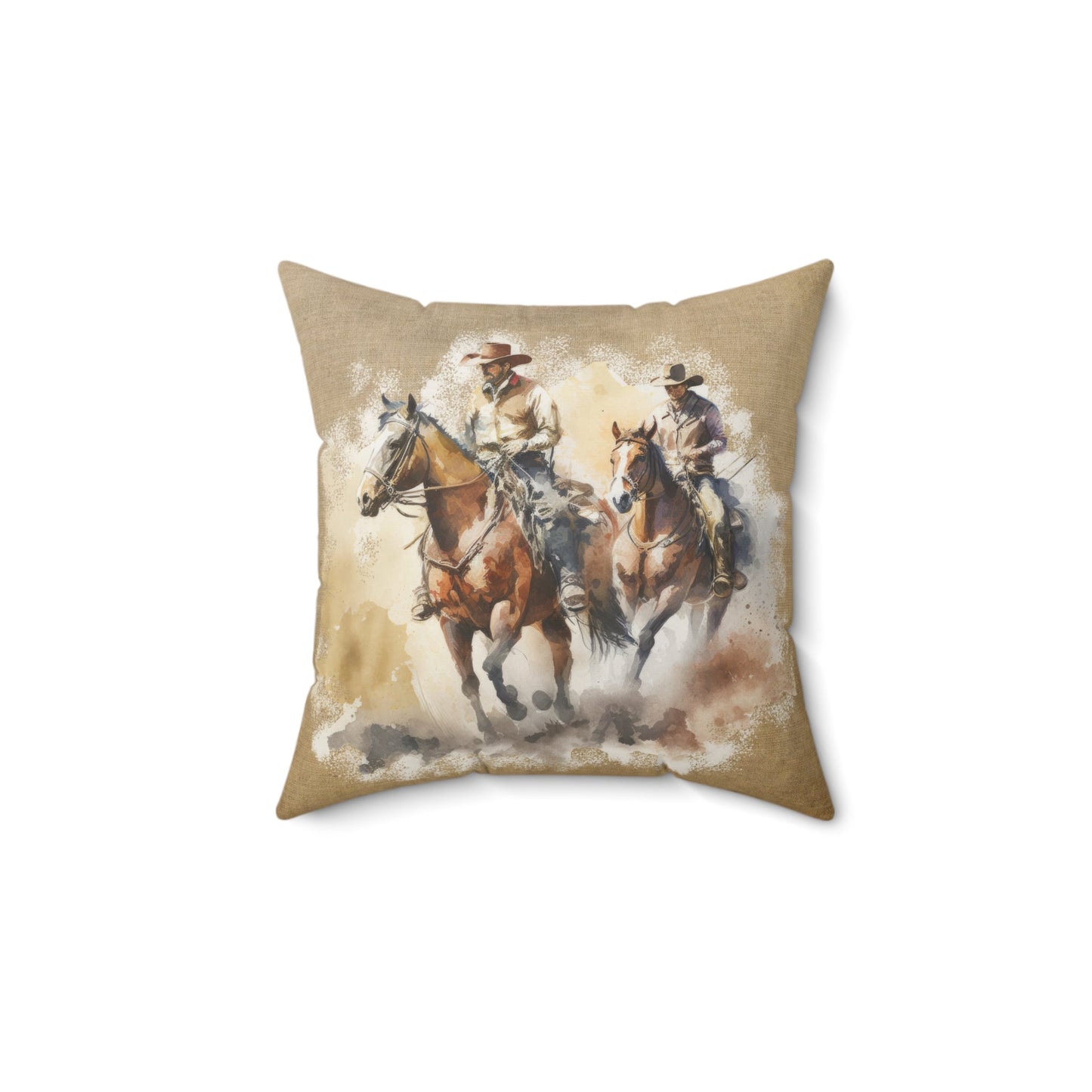 Western Cowboy Decorative Pillow,Watercolor Art Home Decor, Multiple Sizes - FlooredByArt