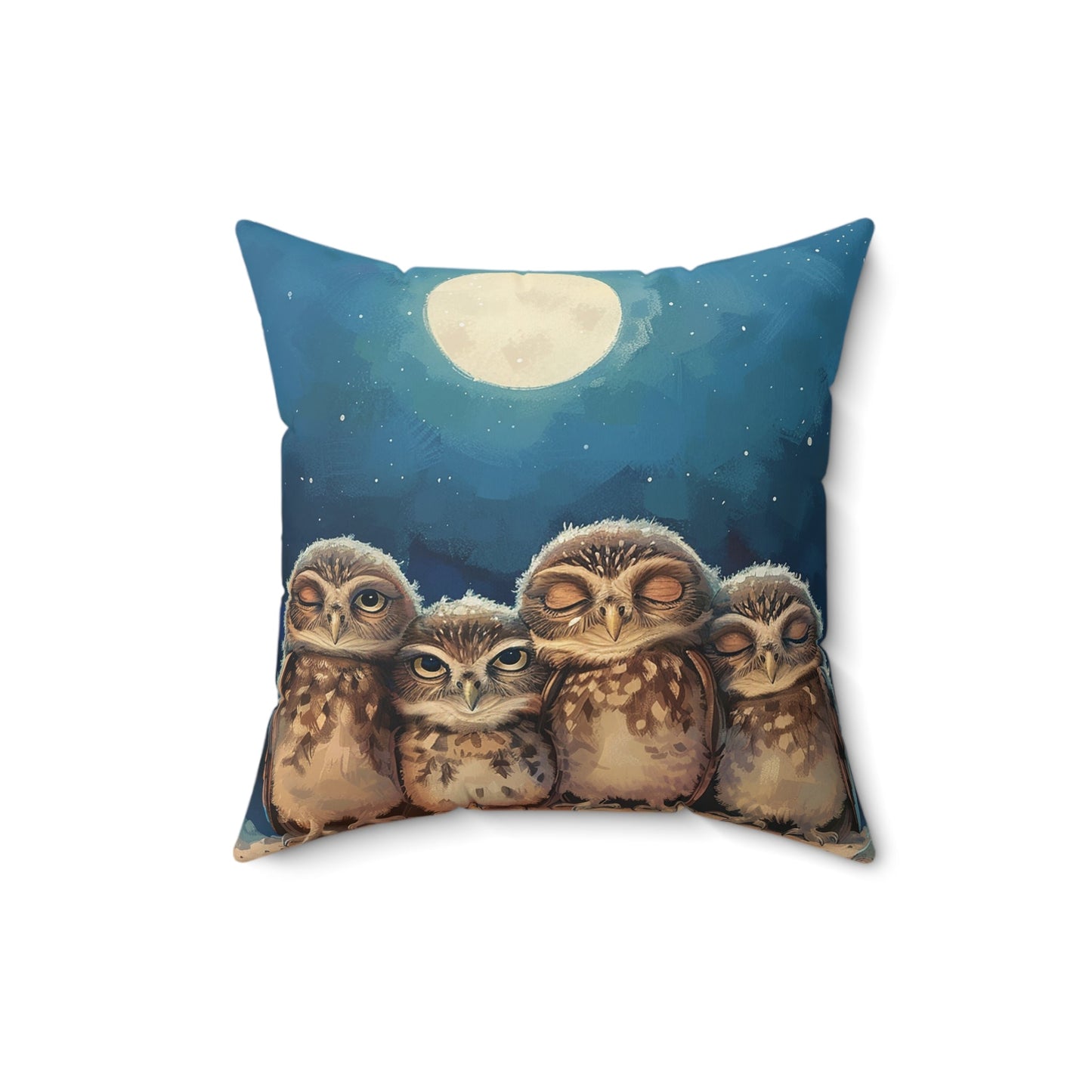 Whimsical Owl Throw Pillow, Baby Burrowing Owl Throw Pillow, Childrens Room - FlooredByArt