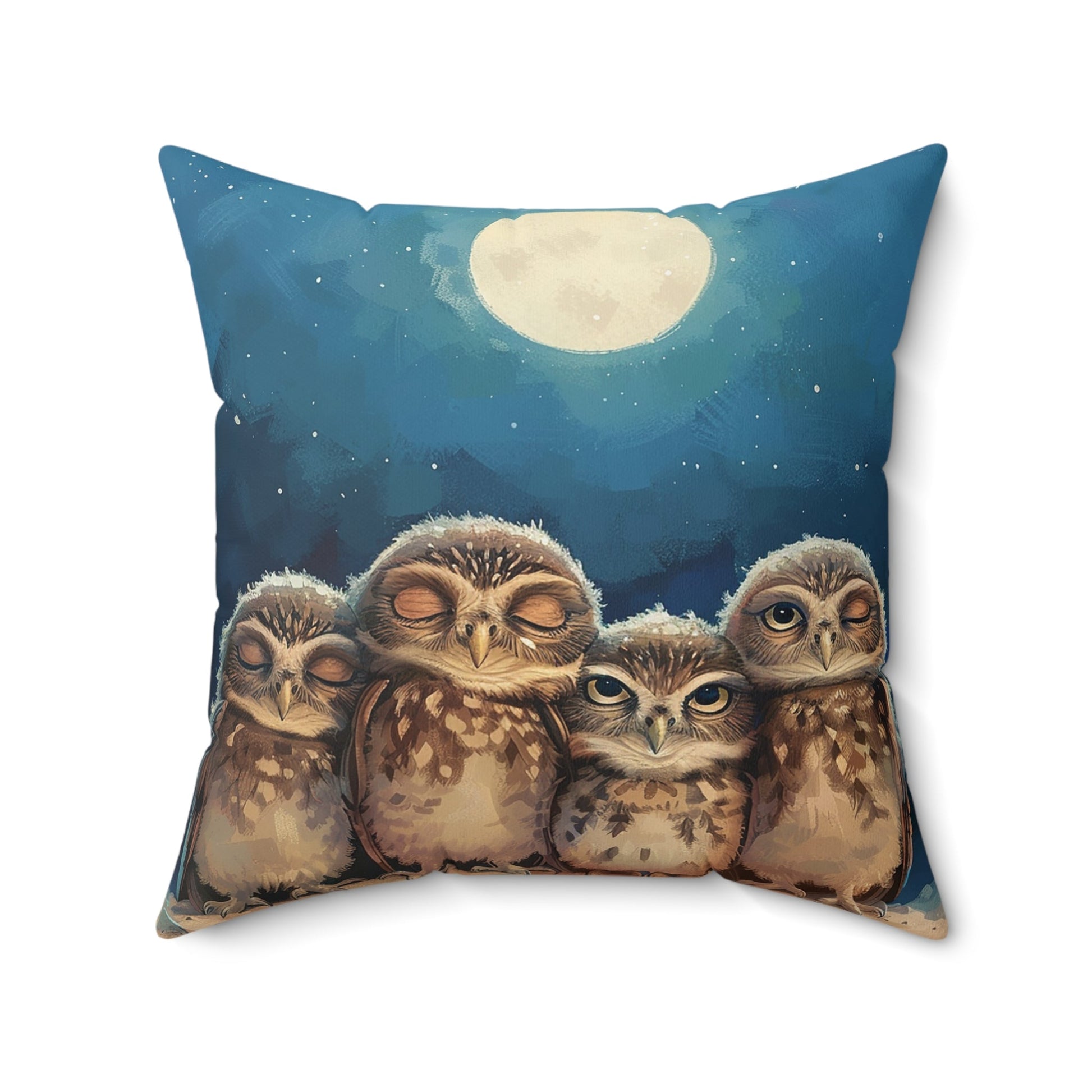Whimsical Owl Throw Pillow, Baby Burrowing Owl Throw Pillow, Childrens Room - FlooredByArt