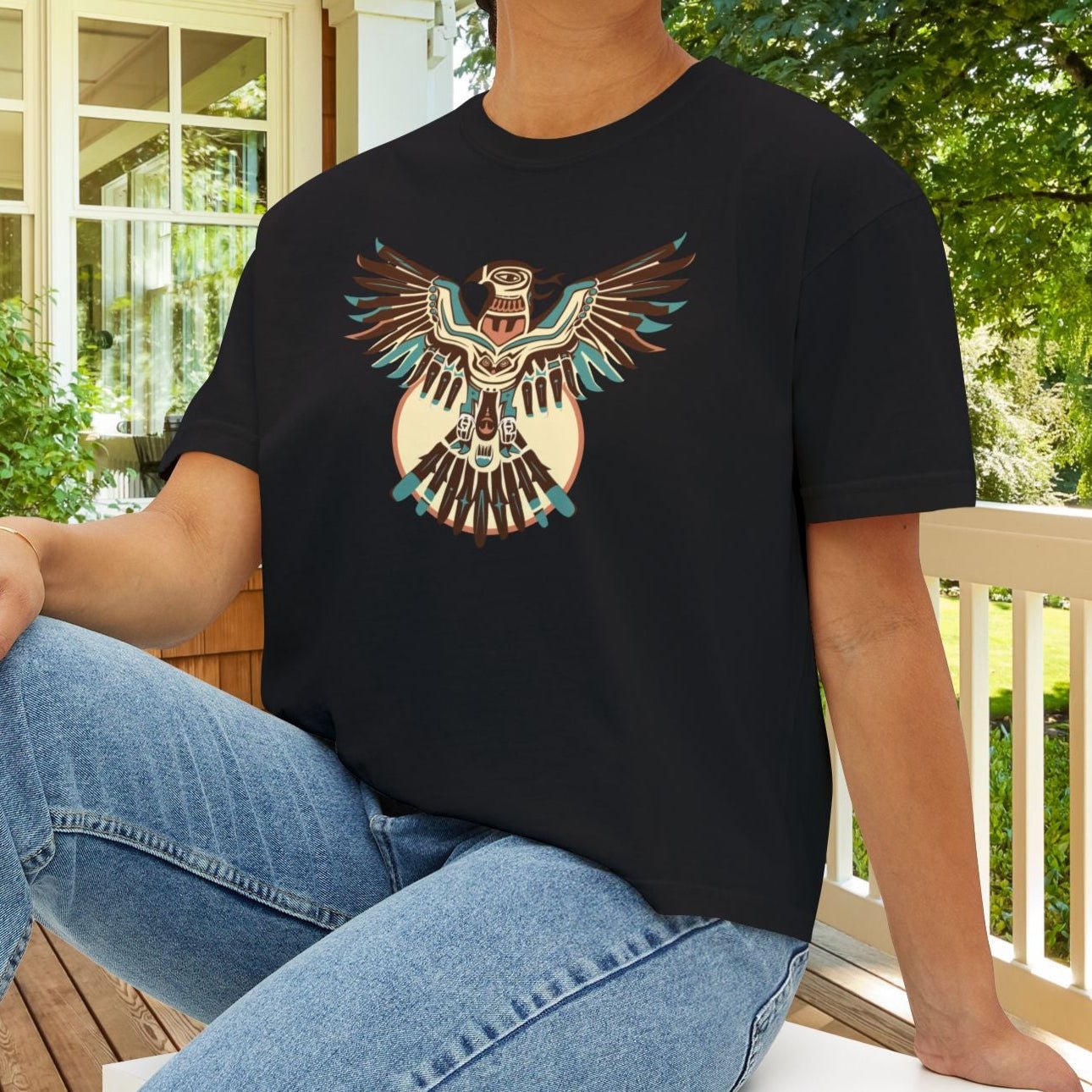 Wild at Heart Thunderbird Crop Top – Native - Inspired Spirit Animal Art Shirt on Comfort Colors Tee - FlooredByArt