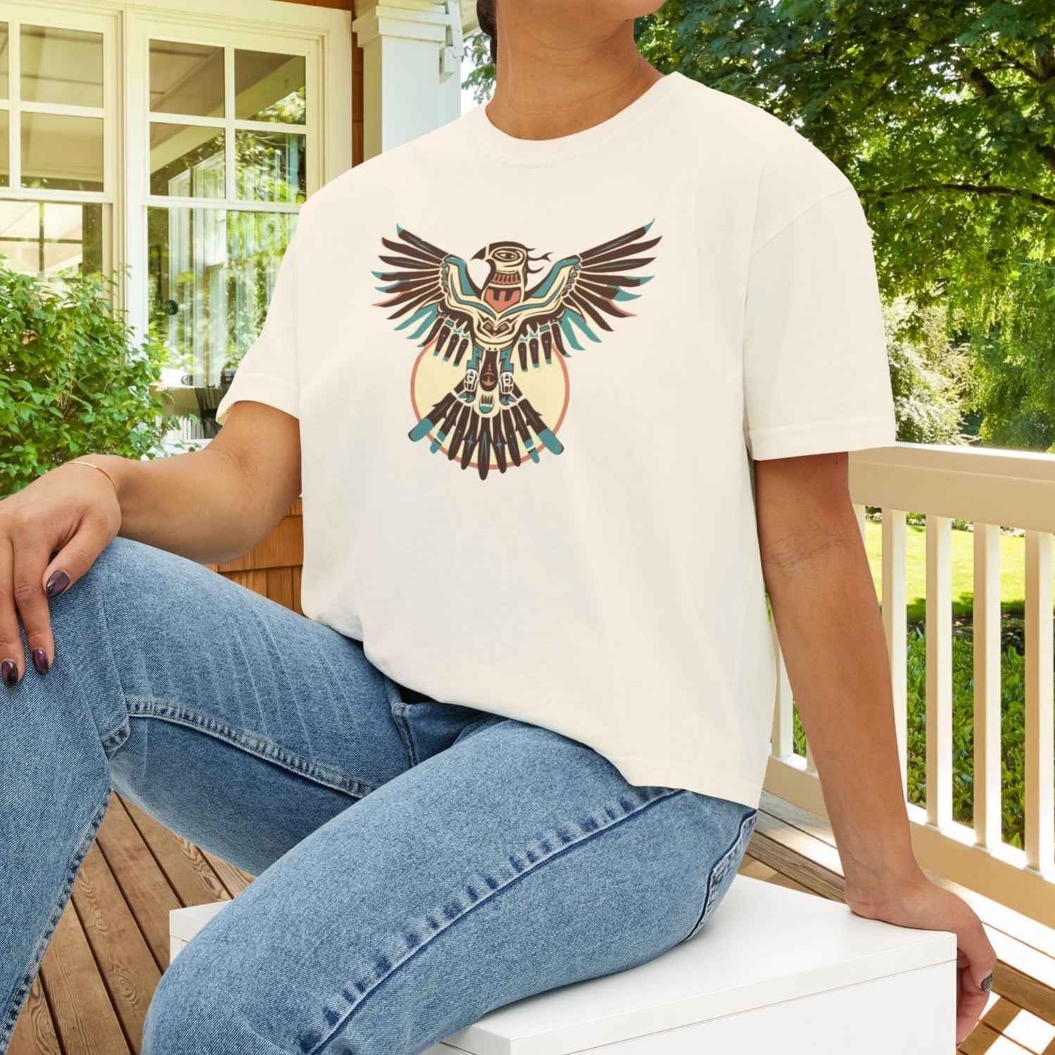 Wild at Heart Thunderbird Crop Top – Native - Inspired Spirit Animal Art Shirt on Comfort Colors Tee - FlooredByArt