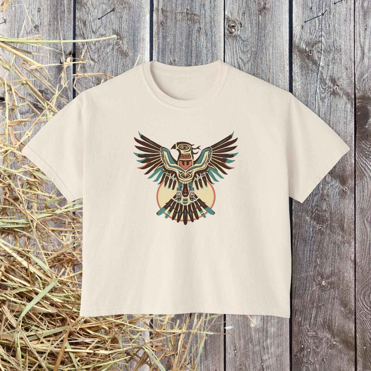 Wild at Heart Thunderbird Crop Top – Native - Inspired Spirit Animal Art Shirt on Comfort Colors Tee - FlooredByArt