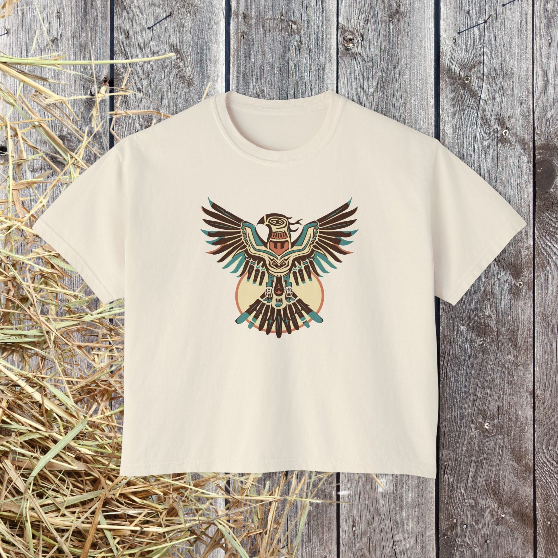 Wild at Heart Thunderbird Crop Top – Native - Inspired Spirit Animal Art Shirt on Comfort Colors Tee - FlooredByArt