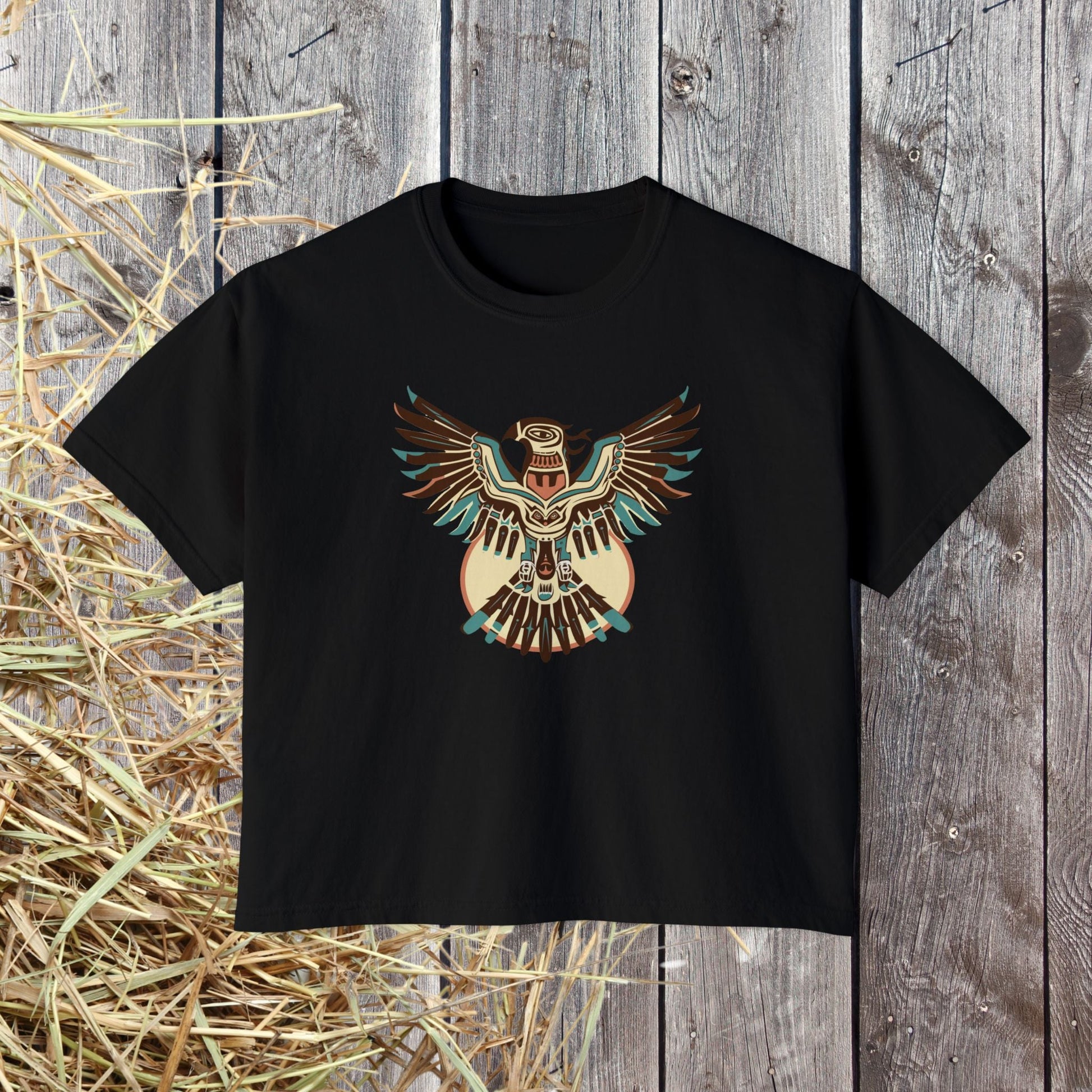 Wild at Heart Thunderbird Crop Top – Native - Inspired Spirit Animal Art Shirt on Comfort Colors Tee - FlooredByArt