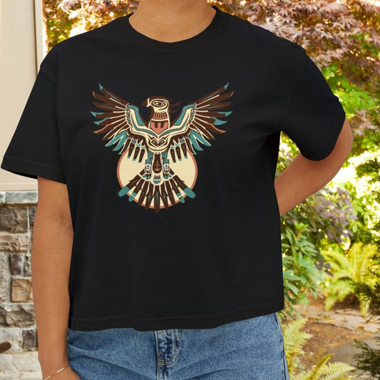 Wild at Heart Thunderbird Crop Top – Native - Inspired Spirit Animal Art Shirt on Comfort Colors Tee - FlooredByArt