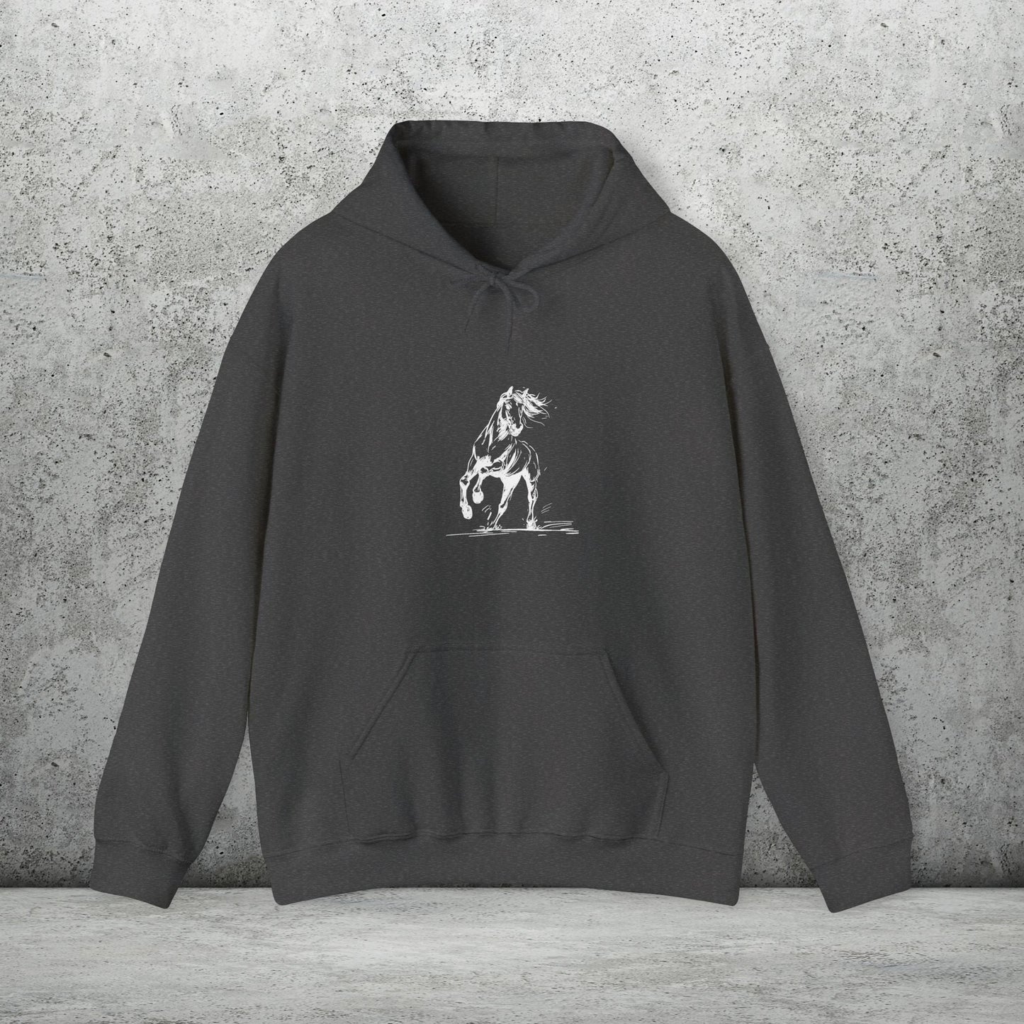 Wild Horses Hoodie, Artist Ink & Watercolor Horse Art Sweatshirt, Boho Western Gift - FlooredByArt