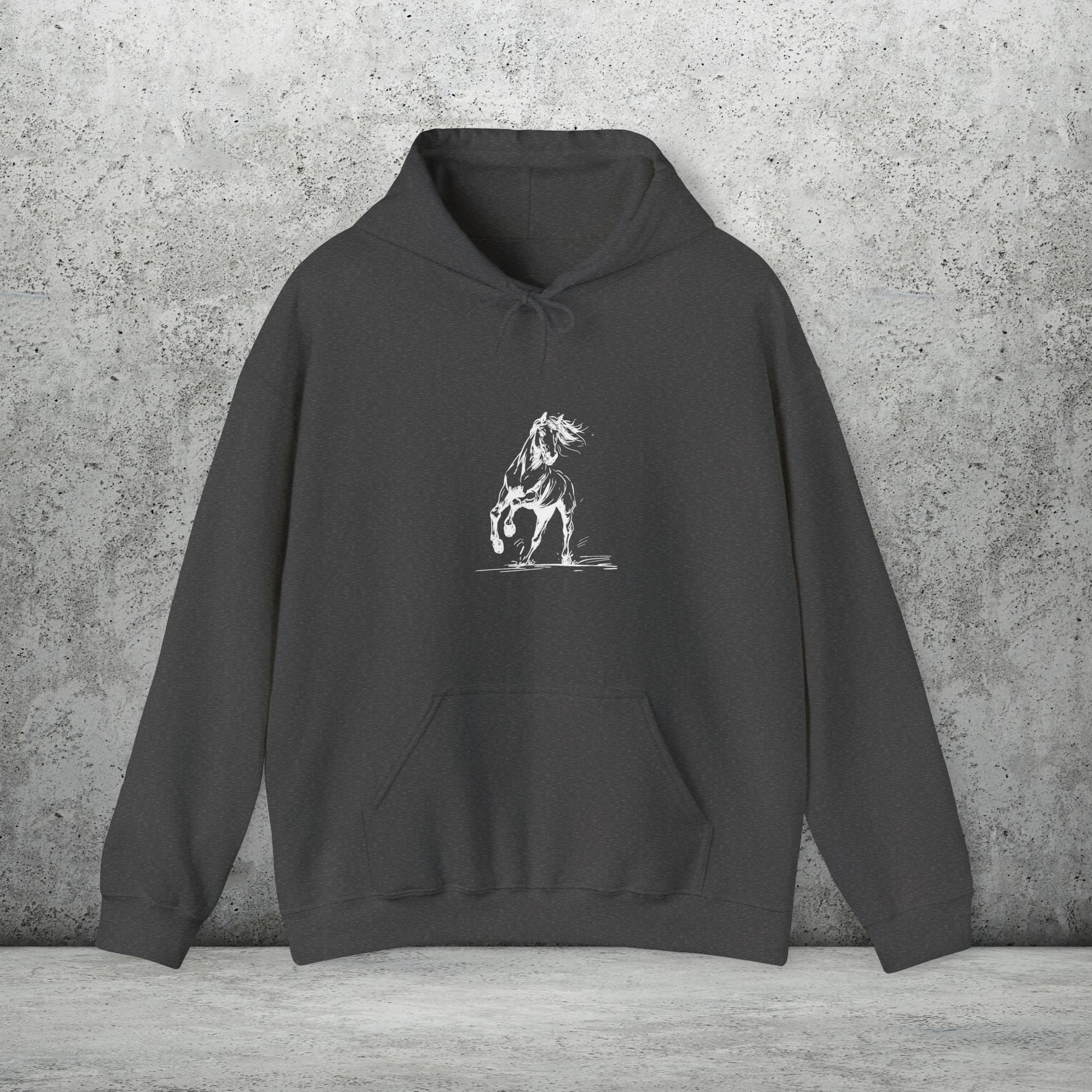 Wild Horses Hoodie, Artist Ink & Watercolor Horse Art Sweatshirt, Boho Western Gift - FlooredByArt