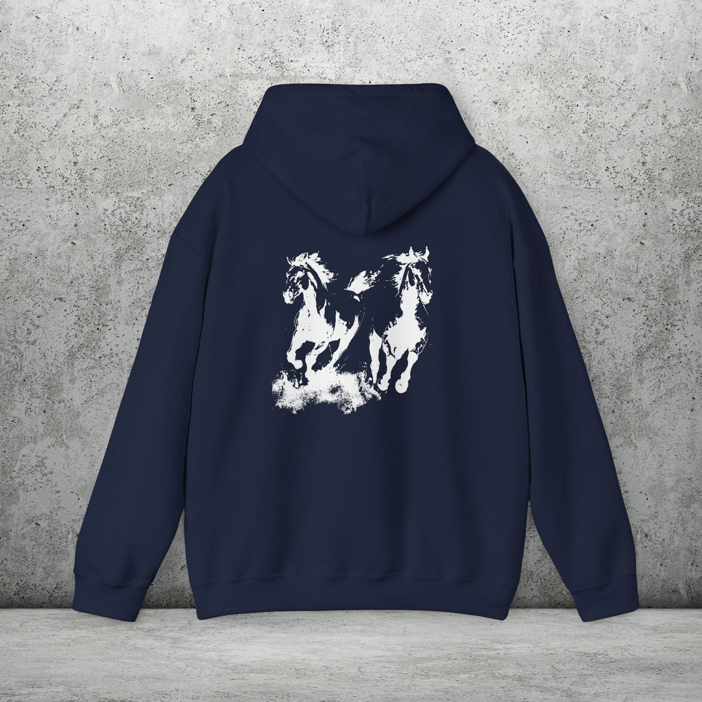 Wild Horses Hoodie, Artist Ink & Watercolor Horse Art Sweatshirt, Boho Western Gift - FlooredByArt
