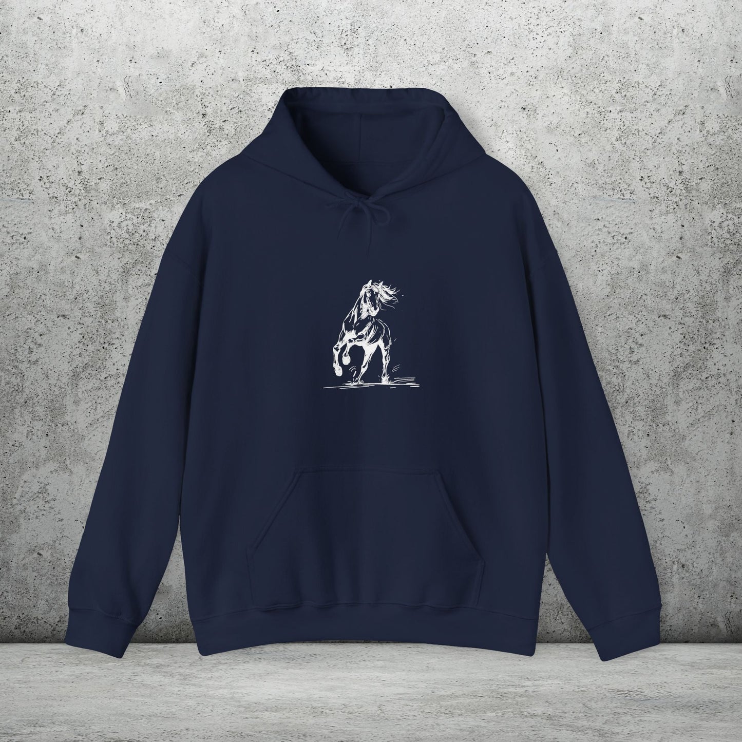 Wild Horses Hoodie, Artist Ink & Watercolor Horse Art Sweatshirt, Boho Western Gift - FlooredByArt