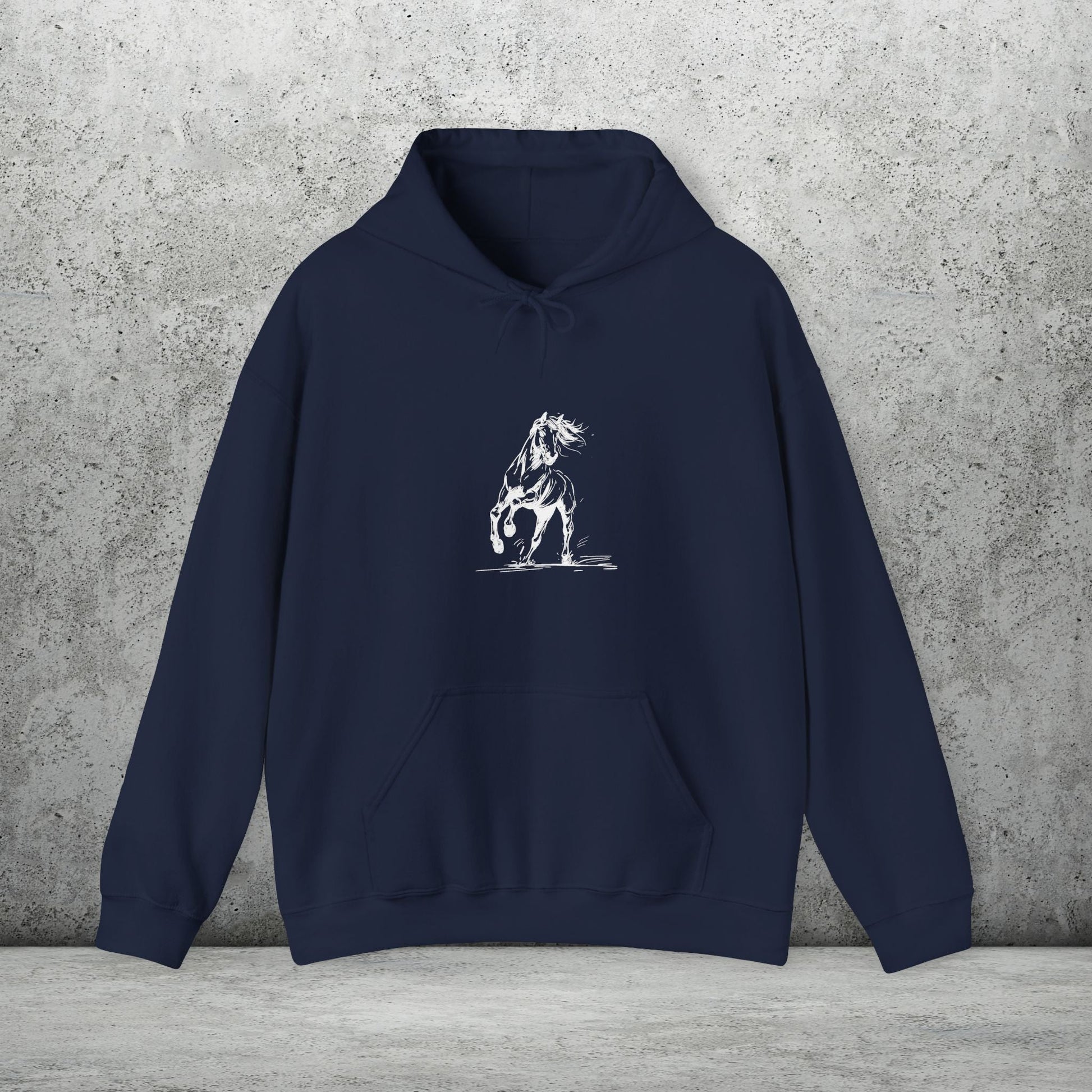 Wild Horses Hoodie, Artist Ink & Watercolor Horse Art Sweatshirt, Boho Western Gift - FlooredByArt