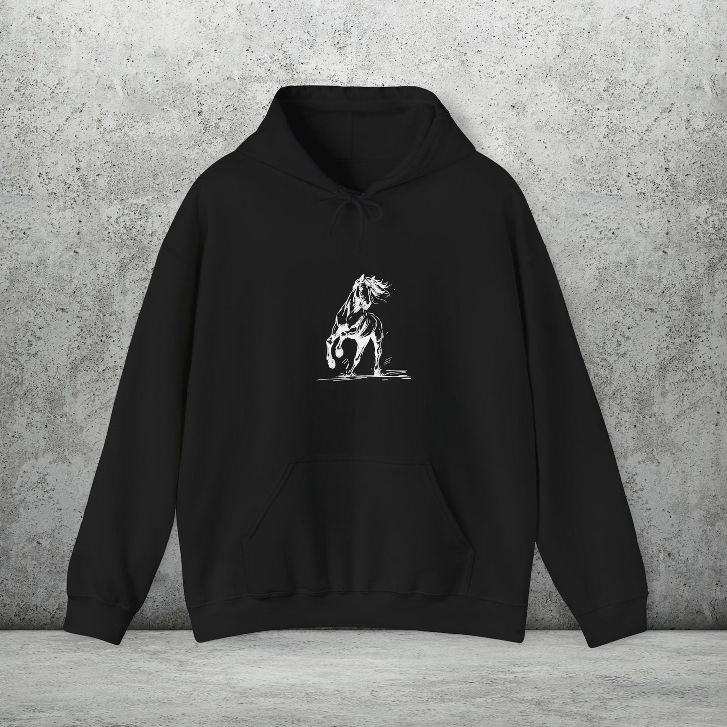 Wild Horses Hoodie, Artist Ink & Watercolor Horse Art Sweatshirt, Boho Western Gift - FlooredByArt