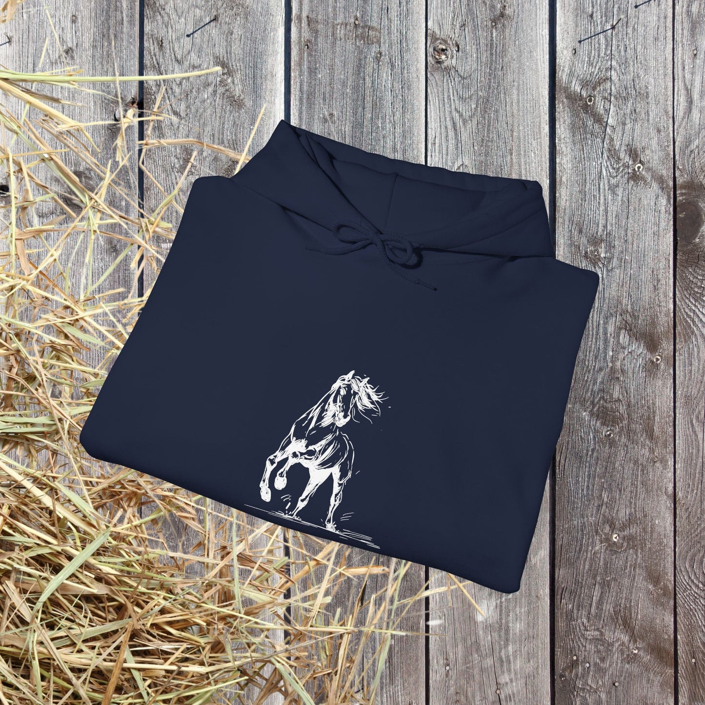 Wild Horses Hoodie, Artist Ink & Watercolor Horse Art Sweatshirt, Boho Western Gift - FlooredByArt