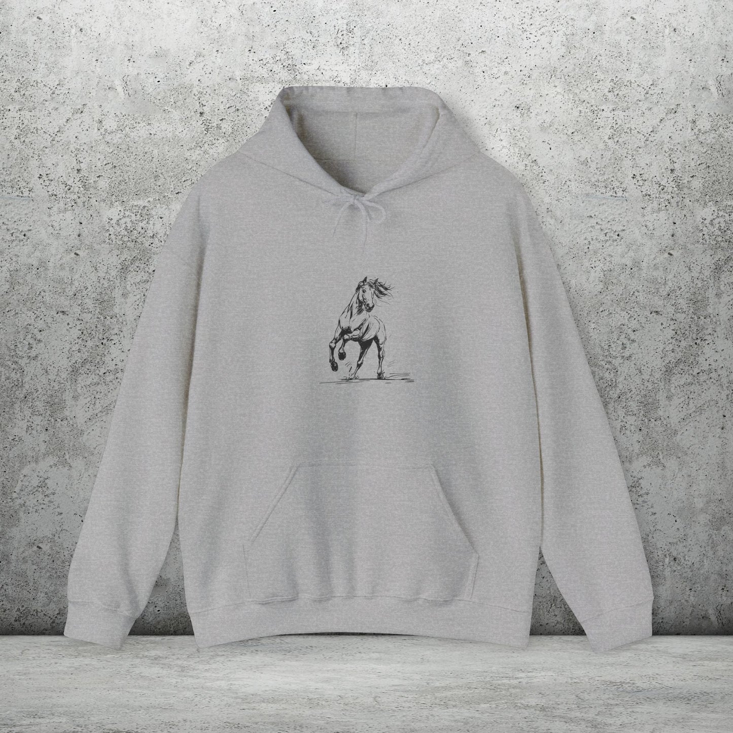 Wild Horses Hoodie, Artist Ink & Watercolor Horse Art Sweatshirt, Boho Western Gift - FlooredByArt