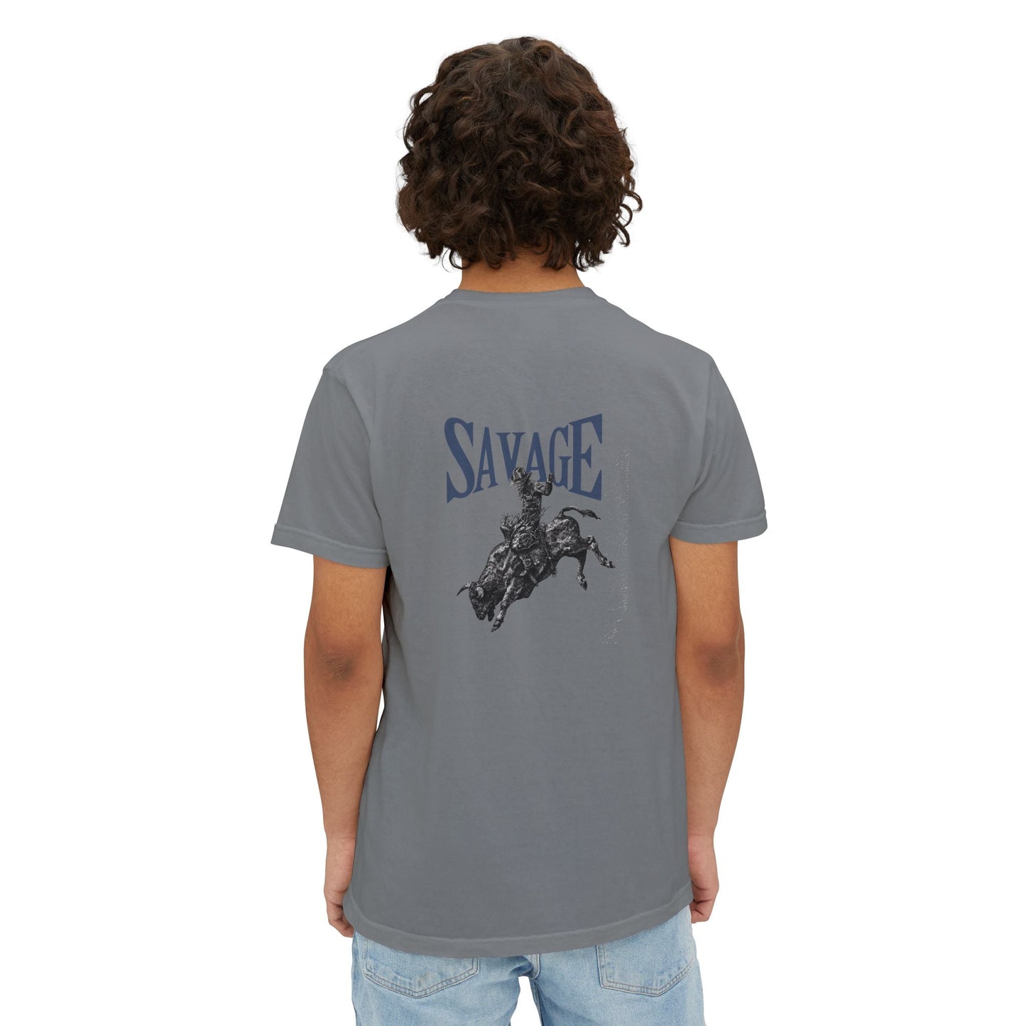 Wild West Savage Pocket T-Shirt – Country Rodeo Shirt for Men & Women, Vintage Cowboy Festival Tee - FlooredByArt