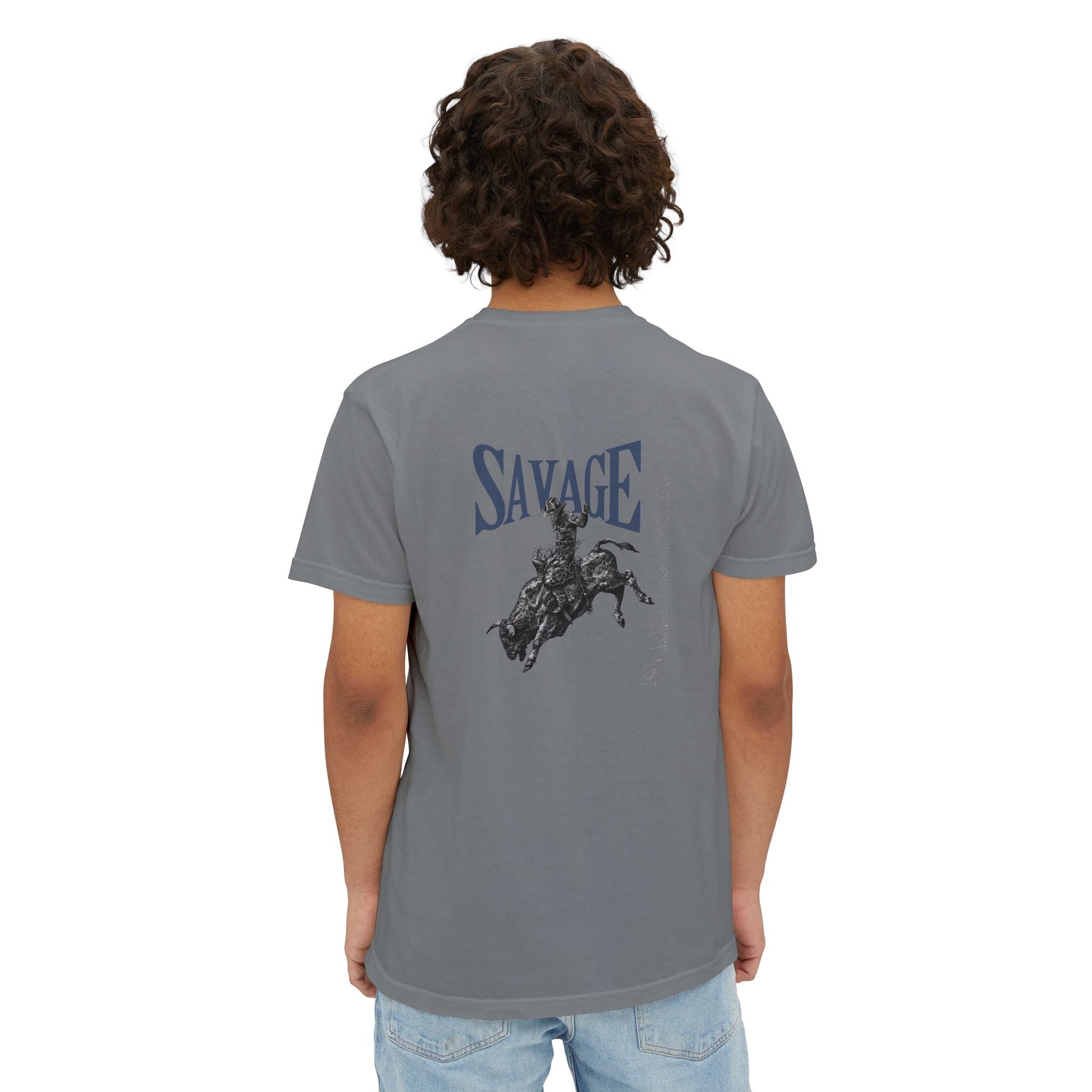 Wild West Savage Pocket T-Shirt – Country Rodeo Shirt for Men & Women, Vintage Cowboy Festival Tee - FlooredByArt