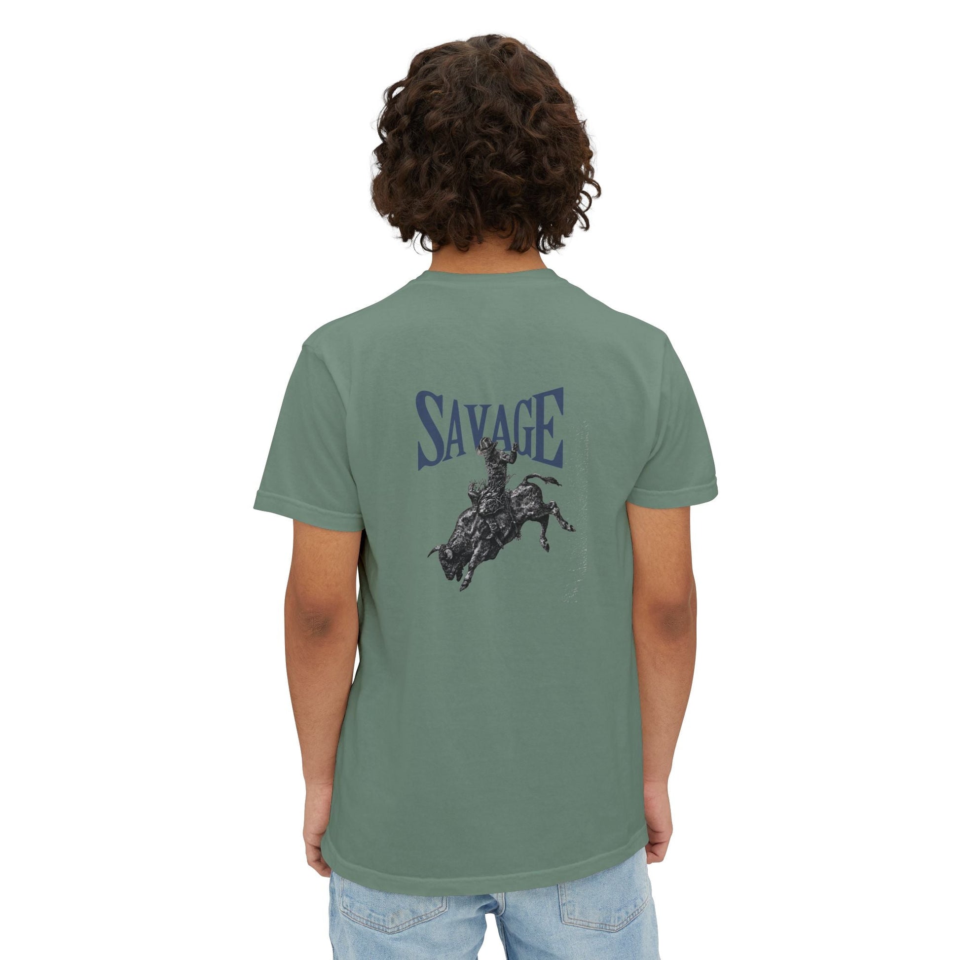 Wild West Savage Pocket T-Shirt – Country Rodeo Shirt for Men & Women, Vintage Cowboy Festival Tee - FlooredByArt