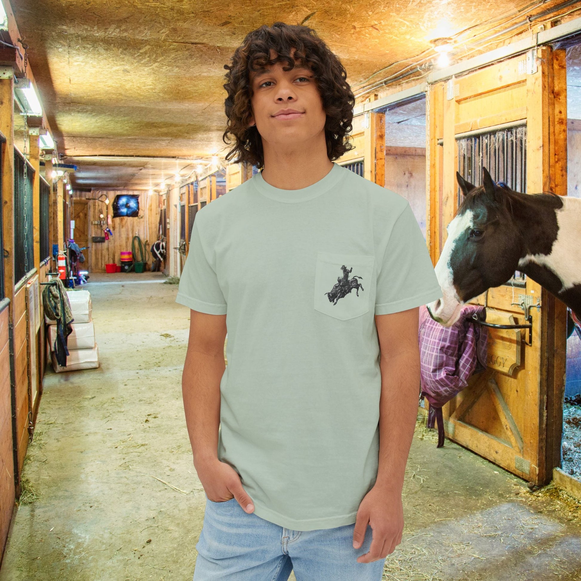 Wild West Savage Pocket T-Shirt – Country Rodeo Shirt for Men & Women, Vintage Cowboy Festival Tee - FlooredByArt