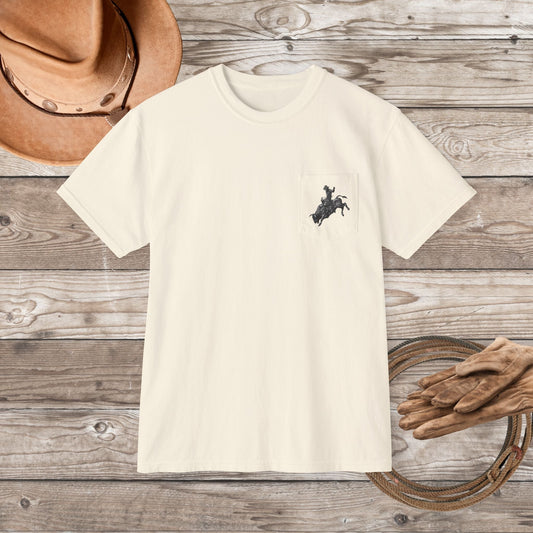 Wild West Savage Pocket T-Shirt – Country Rodeo Shirt for Men & Women, Vintage Cowboy Festival Tee - FlooredByArt