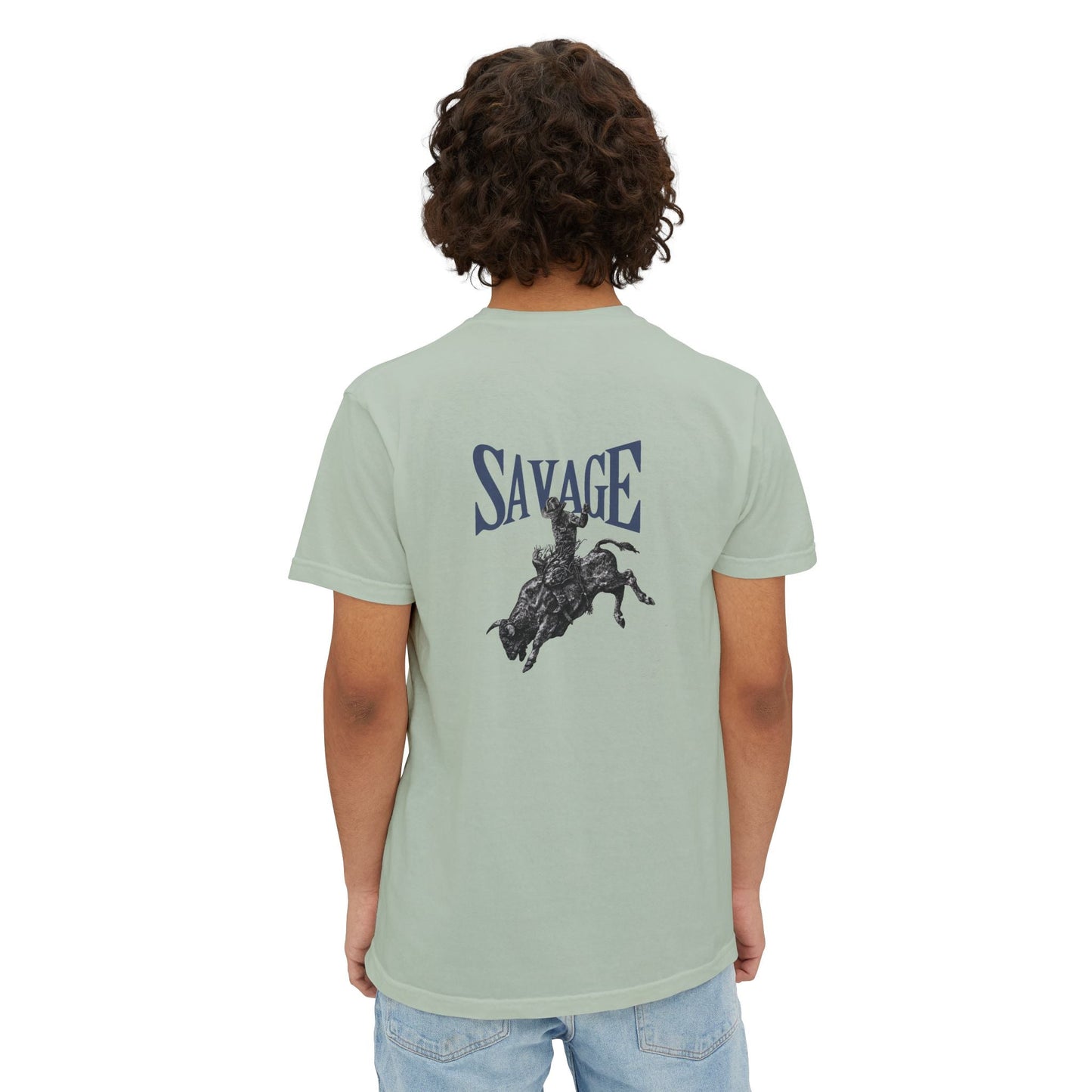 Wild West Savage Pocket T-Shirt – Country Rodeo Shirt for Men & Women, Vintage Cowboy Festival Tee - FlooredByArt