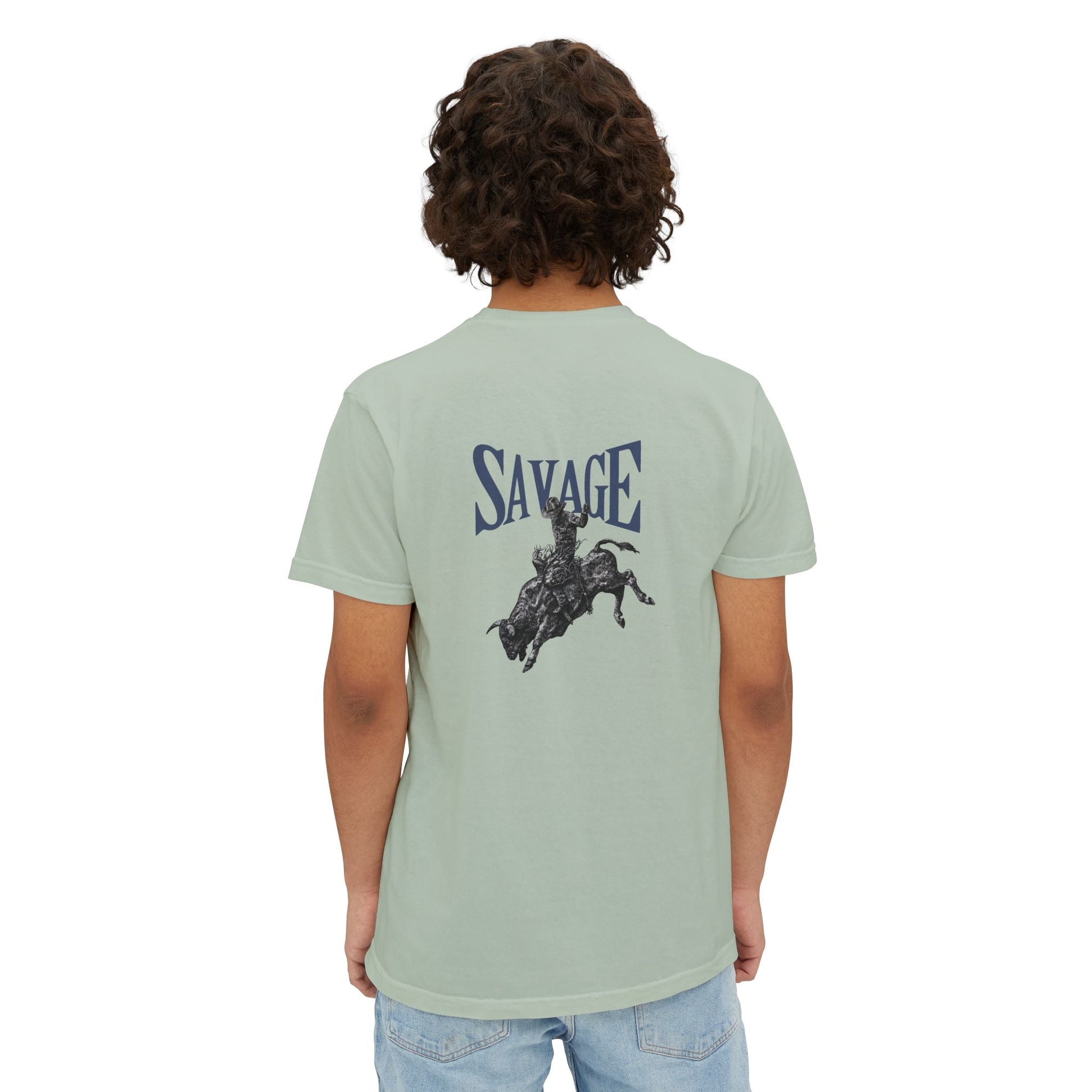 Wild West Savage Pocket T-Shirt – Country Rodeo Shirt for Men & Women, Vintage Cowboy Festival Tee - FlooredByArt