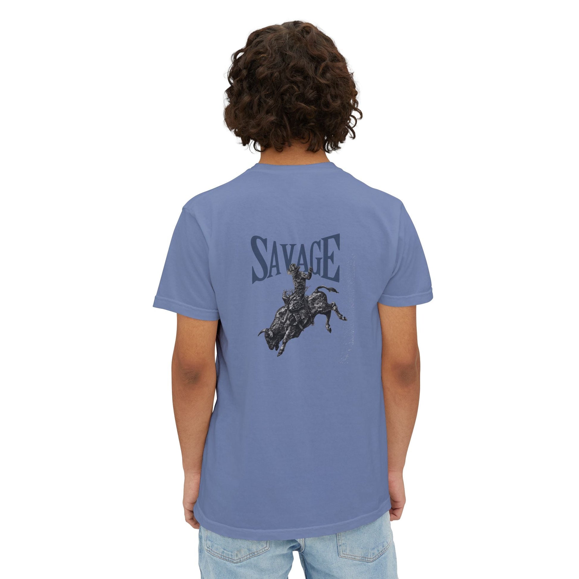 Wild West Savage Pocket T-Shirt – Country Rodeo Shirt for Men & Women, Vintage Cowboy Festival Tee - FlooredByArt