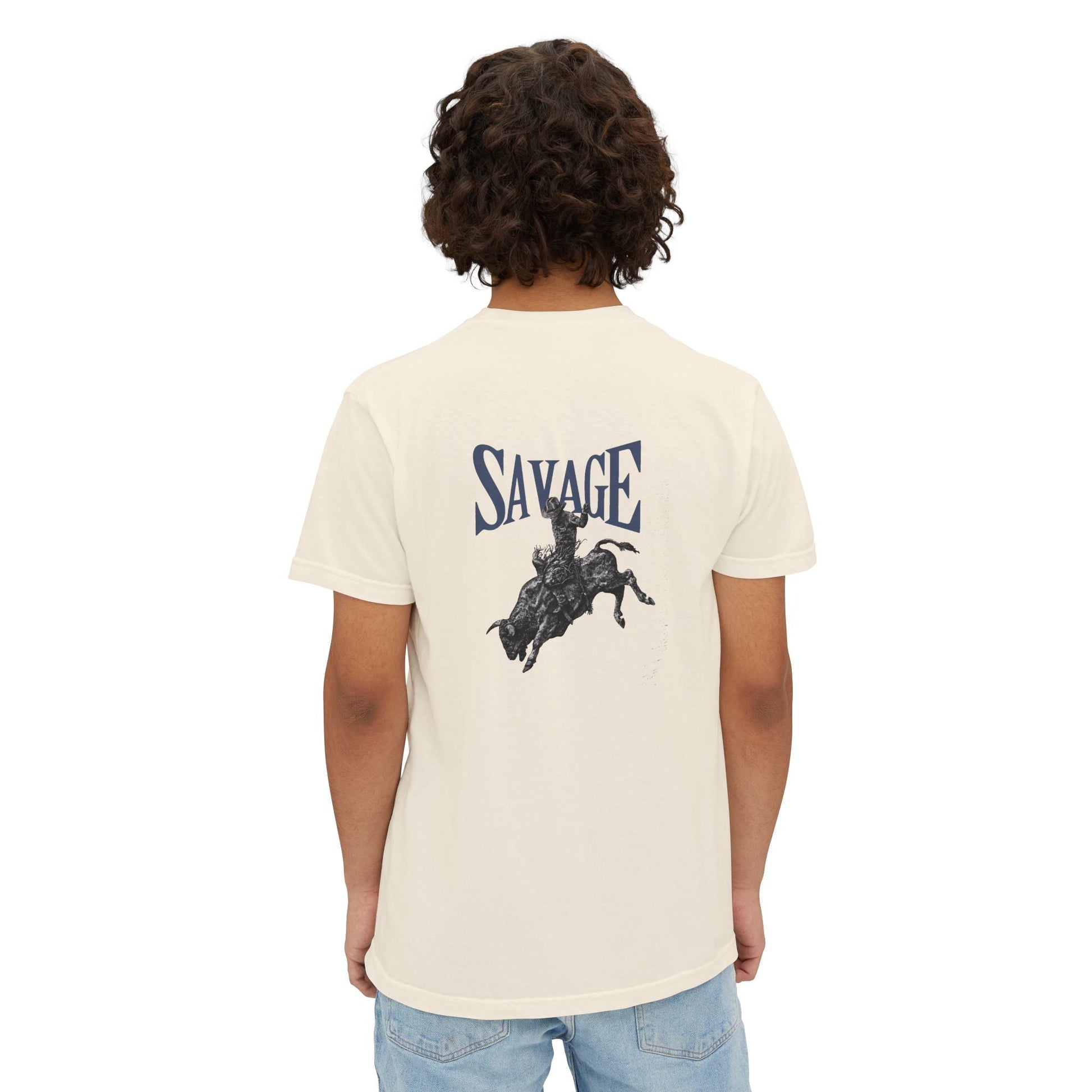 Wild West Savage Pocket T-Shirt – Country Rodeo Shirt for Men & Women, Vintage Cowboy Festival Tee - FlooredByArt