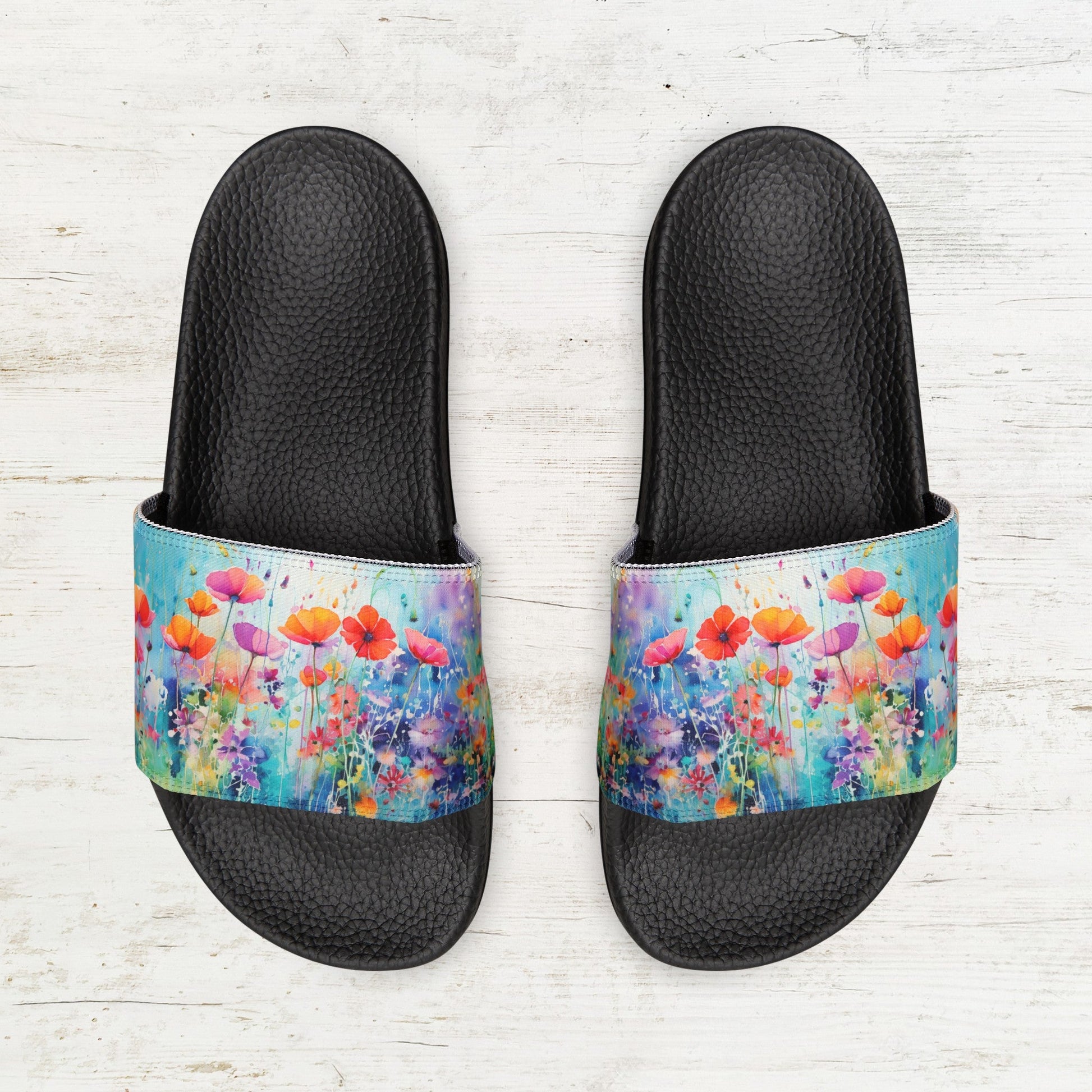 Wildflower Art Slide Sandals, Ladies and Girls Wildflower Art Shoes - FlooredByArt