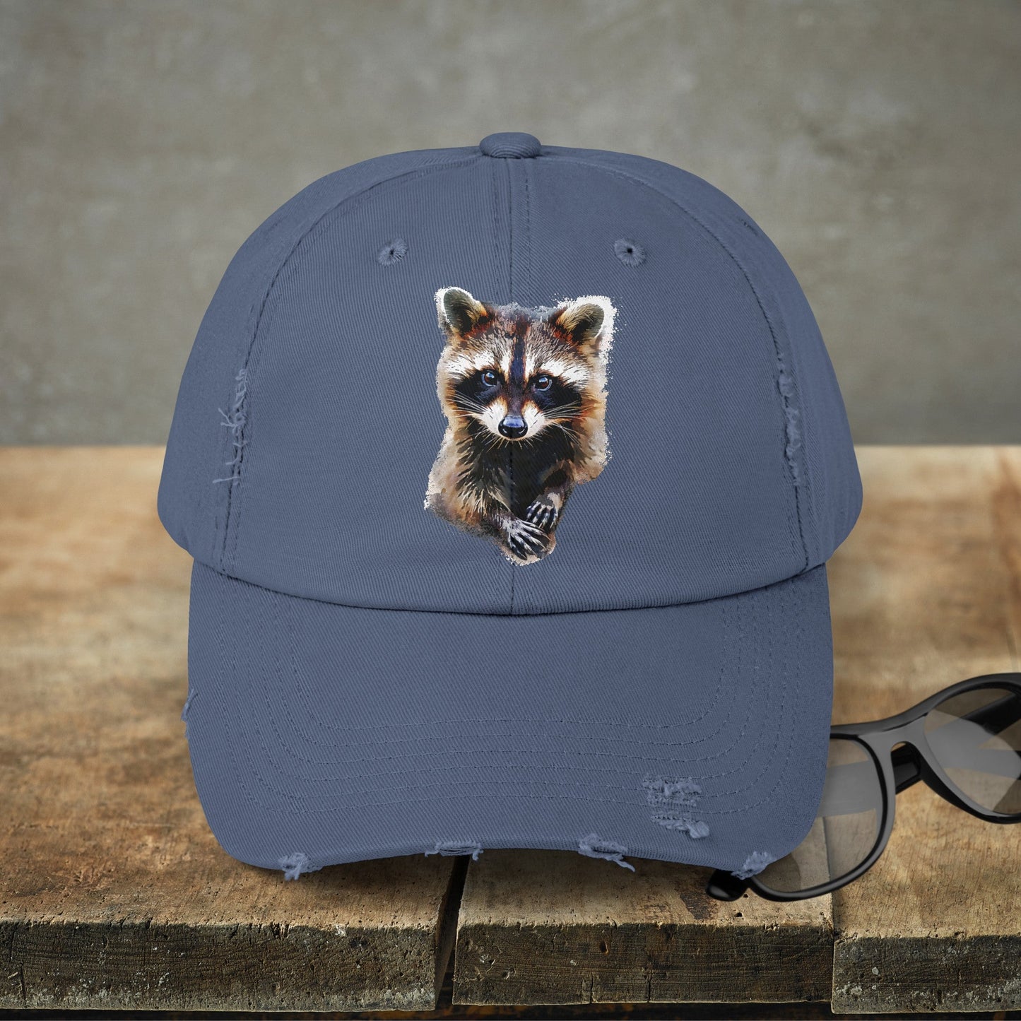 Wildlife Raccoon Hiking Cap, Unisex Cute Raccoon Trucker Hat, Camping, Hiking Hat - FlooredByArt