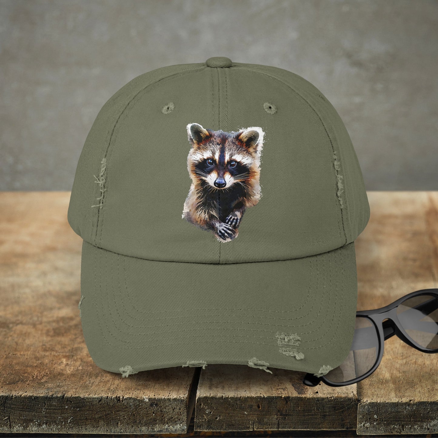 Wildlife Raccoon Hiking Cap, Unisex Cute Raccoon Trucker Hat, Camping, Hiking Hat - FlooredByArt