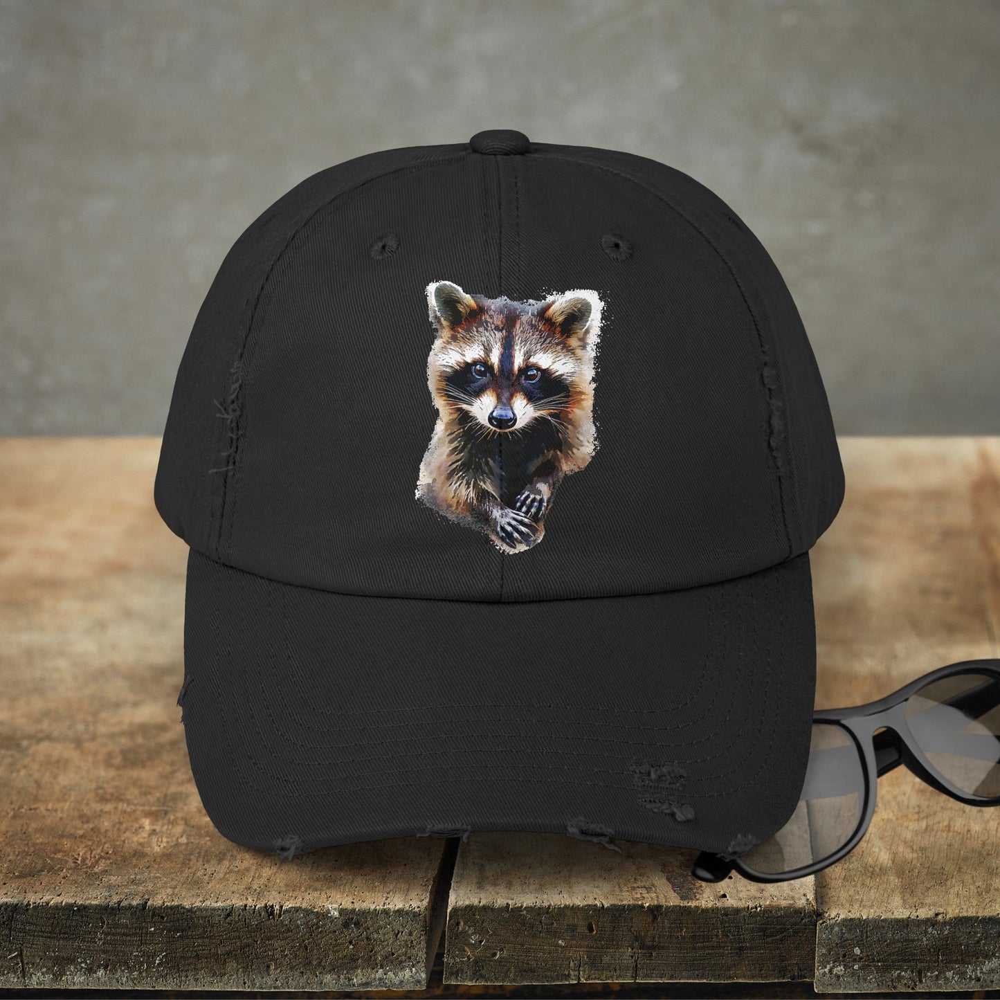 Wildlife Raccoon Hiking Cap, Unisex Cute Raccoon Trucker Hat, Camping, Hiking Hat - FlooredByArt