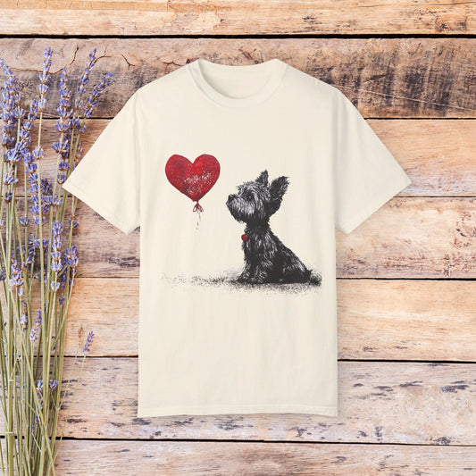 Yorkie Dog T - shirt, Dog with Heart, Dog Love, Poster Art Style Illustration - FlooredByArt