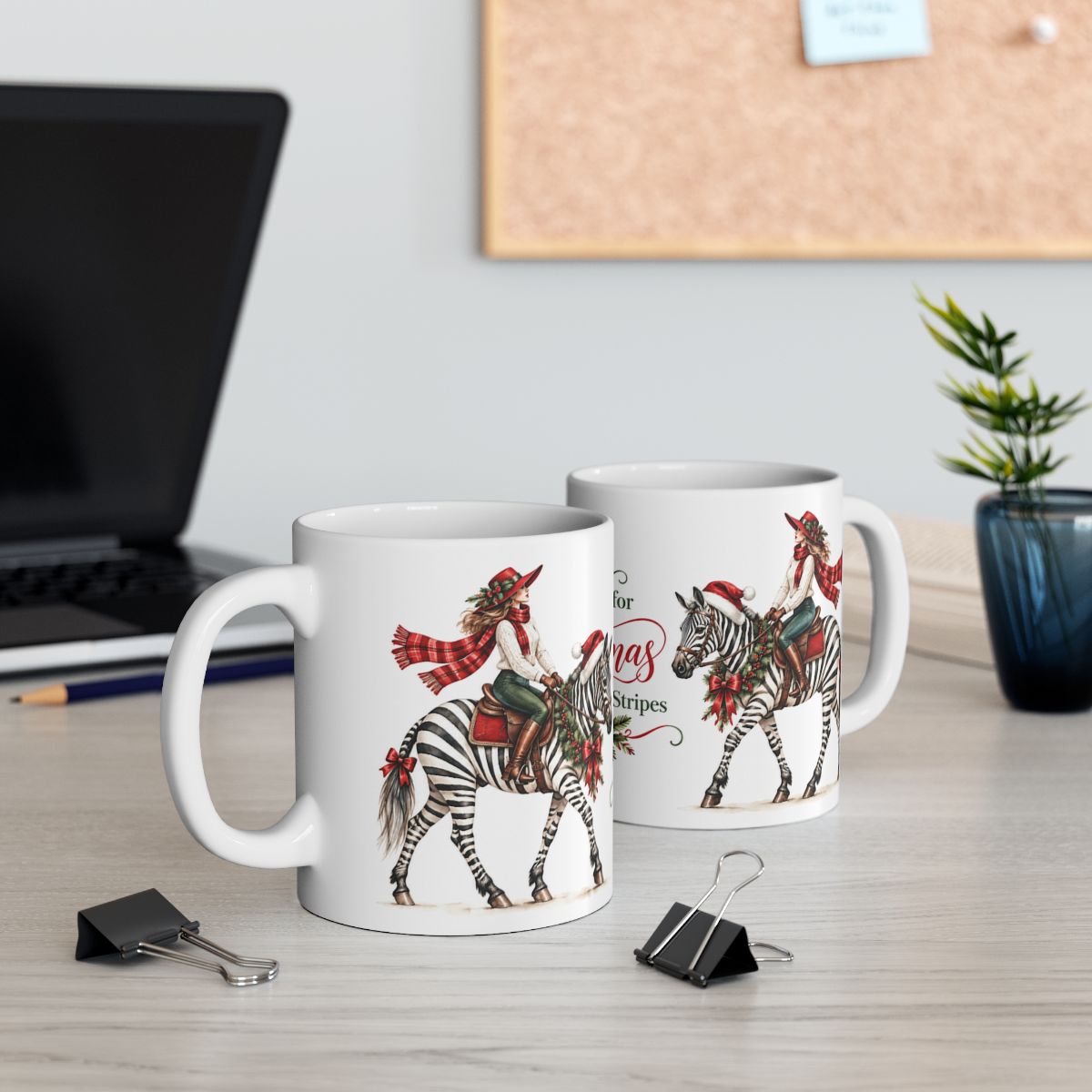 Christmas Zebra Mug – All I Want for Christmas Is a Horse with Stripes Ceramic Mug, (11oz, 15oz)