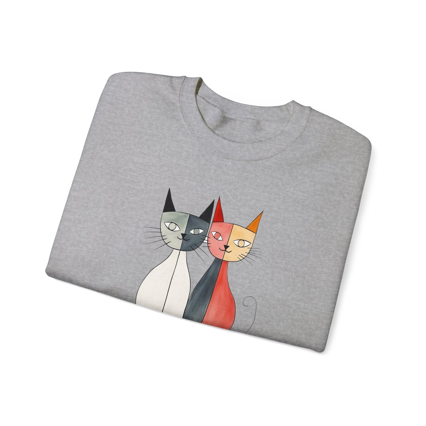 Atomic Cat Sweatshirt, Mid Century Modern Cat Style Design, Atomic Cat Shirt - FlooredByArt