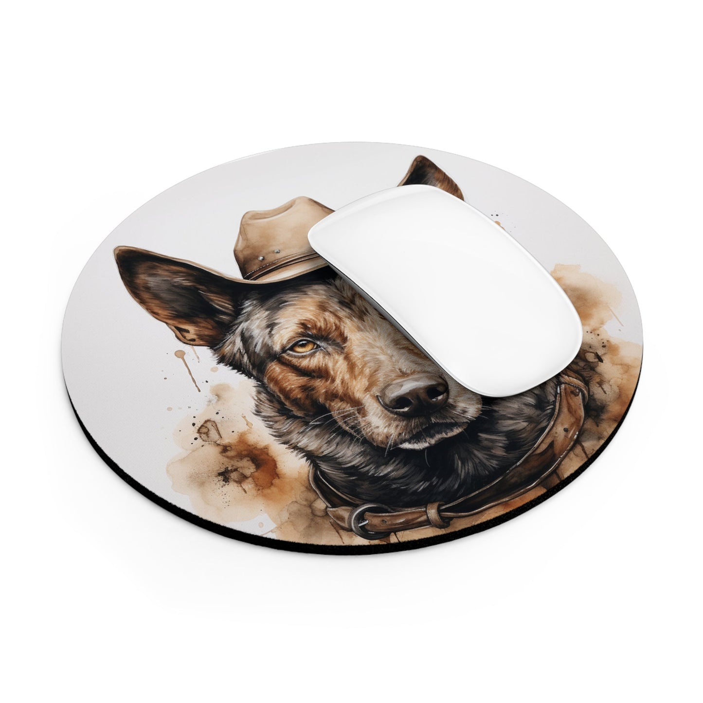 Australian Cattle Dog Cowboy Mouse Pad, Funny Cattle Dog Cowboy Art - FlooredByArt