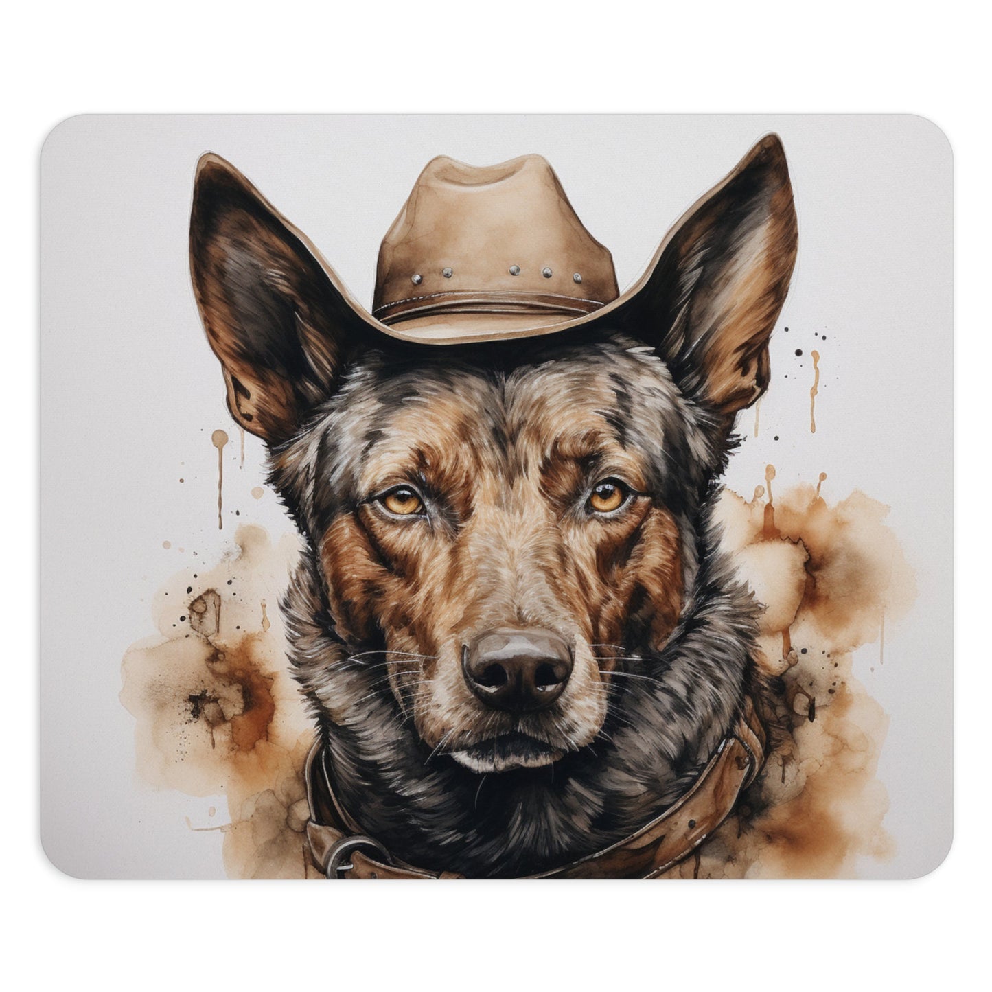 Australian Cattle Dog Cowboy Mouse Pad, Funny Cattle Dog Cowboy Art - FlooredByArt