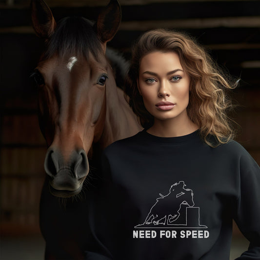 Barrell Racing Sweatshirt, "Need For Speed" t-shirt, Barrel Racing Rodeo - FlooredByArt
