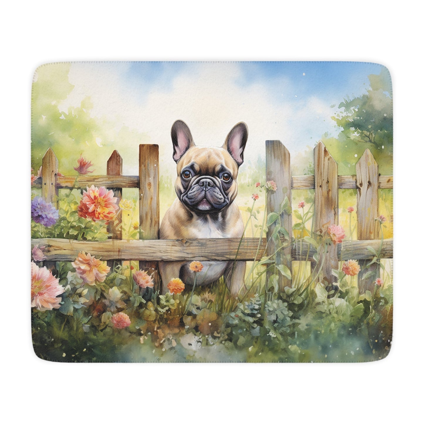Beautiful Frenchie Cuddle Blanket, Personalize it, Watercolor Art French Bulldog Dogs - FlooredByArt