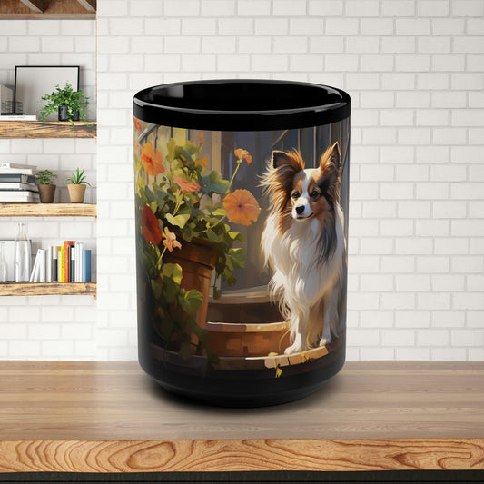 Beautiful Papillon Dog Personalized Mug, Watercolor Painting, Digital Art Painting - FlooredByArt