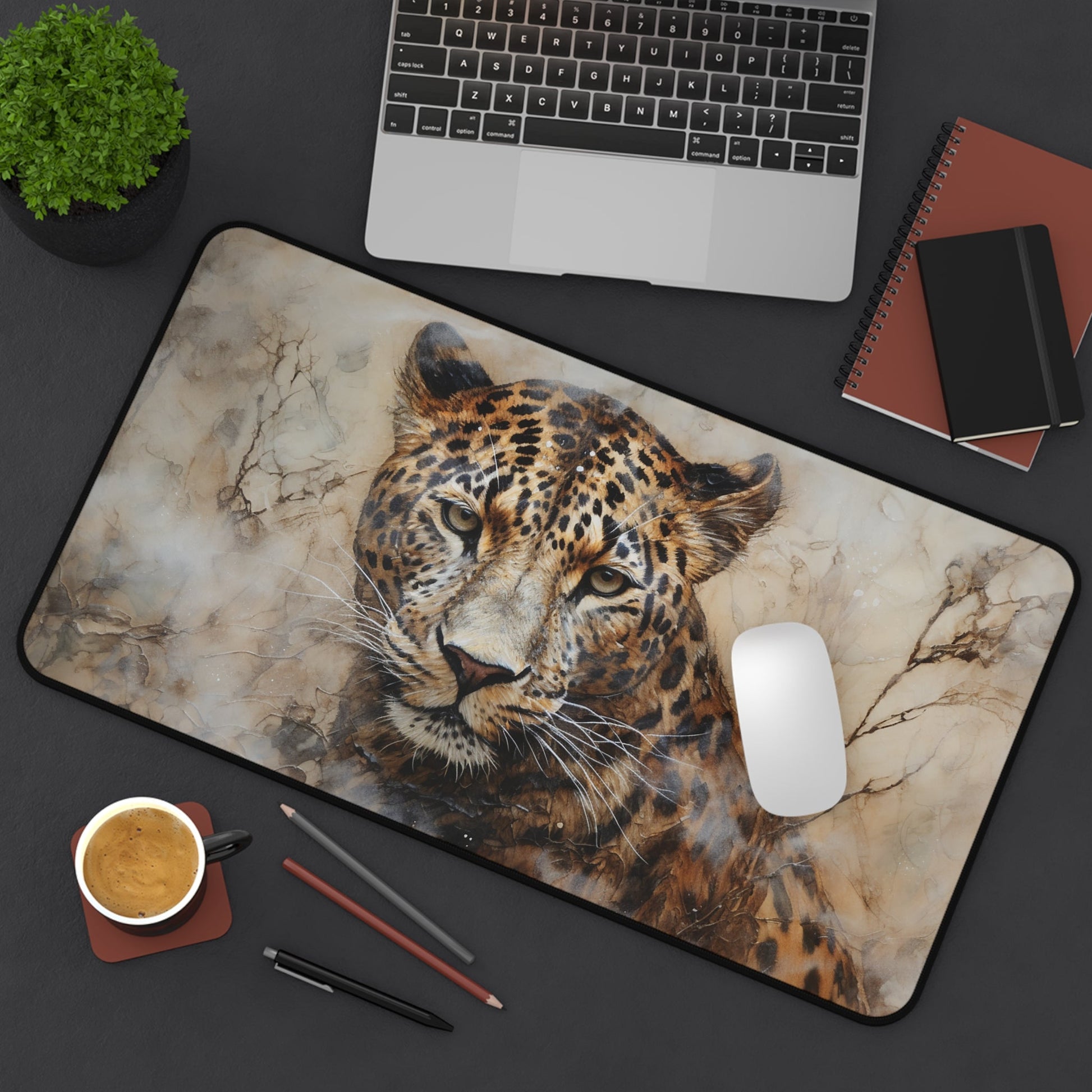 Big Cat Leopard EX Large Mouse Pad, Animal Lover Desk Mats, Big Cat Lover - FlooredByArt