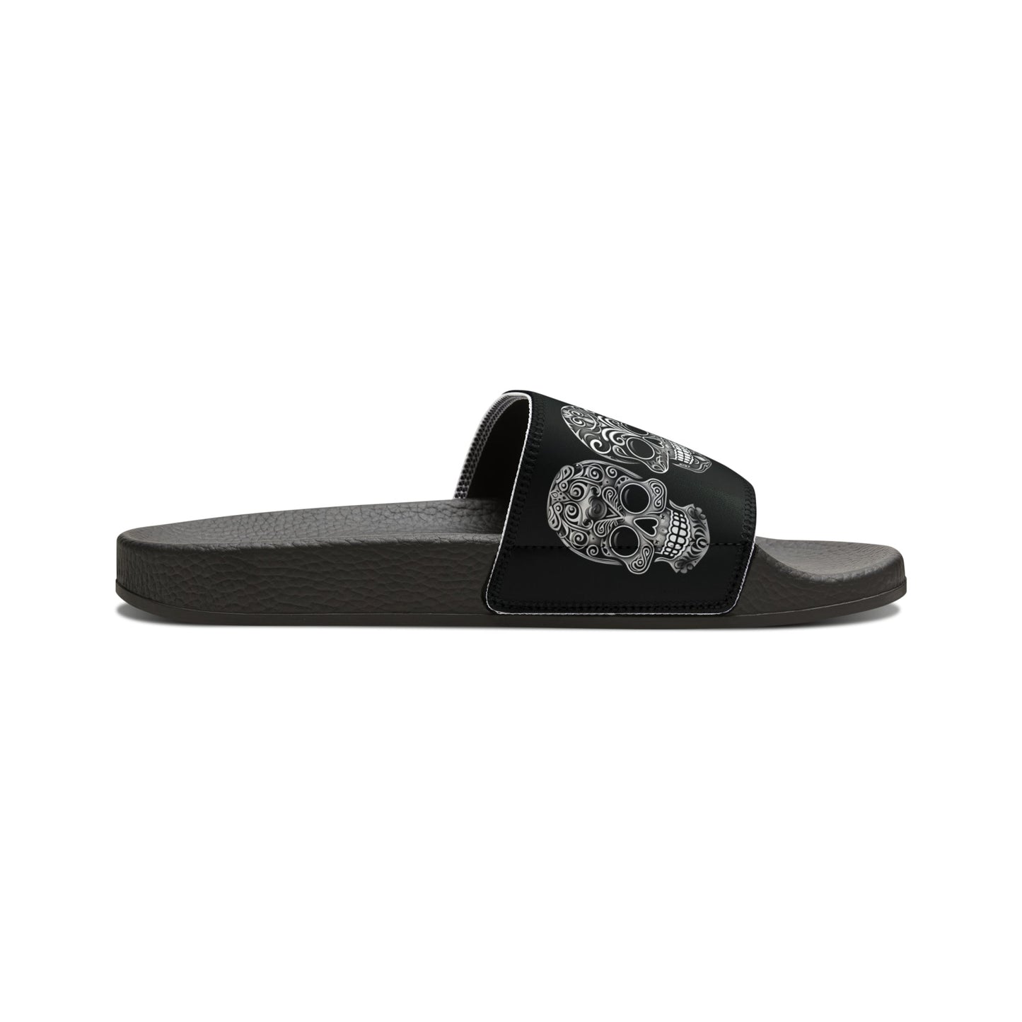 Black and white Gothic Slip On Sandals, Slide Sandal Dead Skulls - FlooredByArt