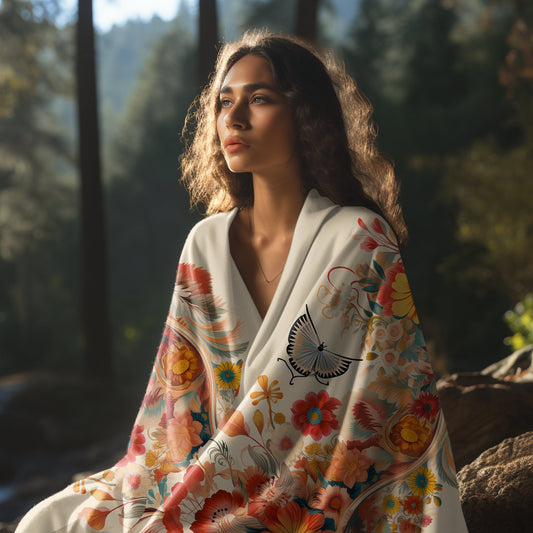 Bohemian Art Beach Cloth Shawl: Versatile Use Towel, Blanket, Shawl, Cover-up - FlooredByArt