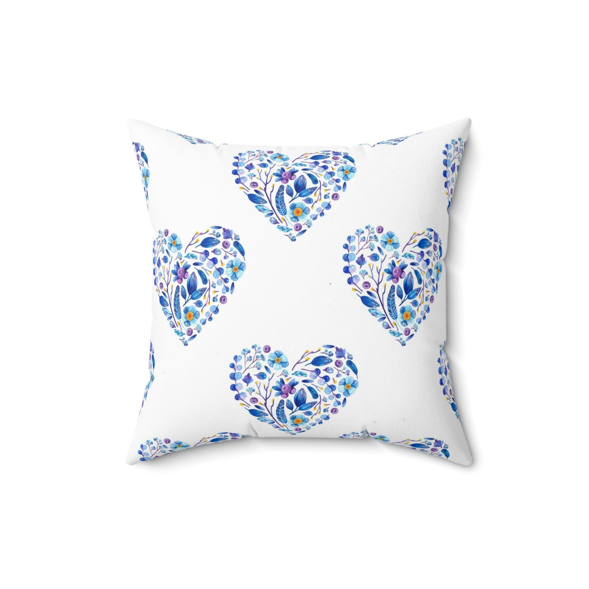 Boho Hearts Garden Pillow, Bright colors, Fresh White Style, Elegant Accent Pillow, Living Room, Bedroom Decor, Girls Bedroom - FlooredByArt
