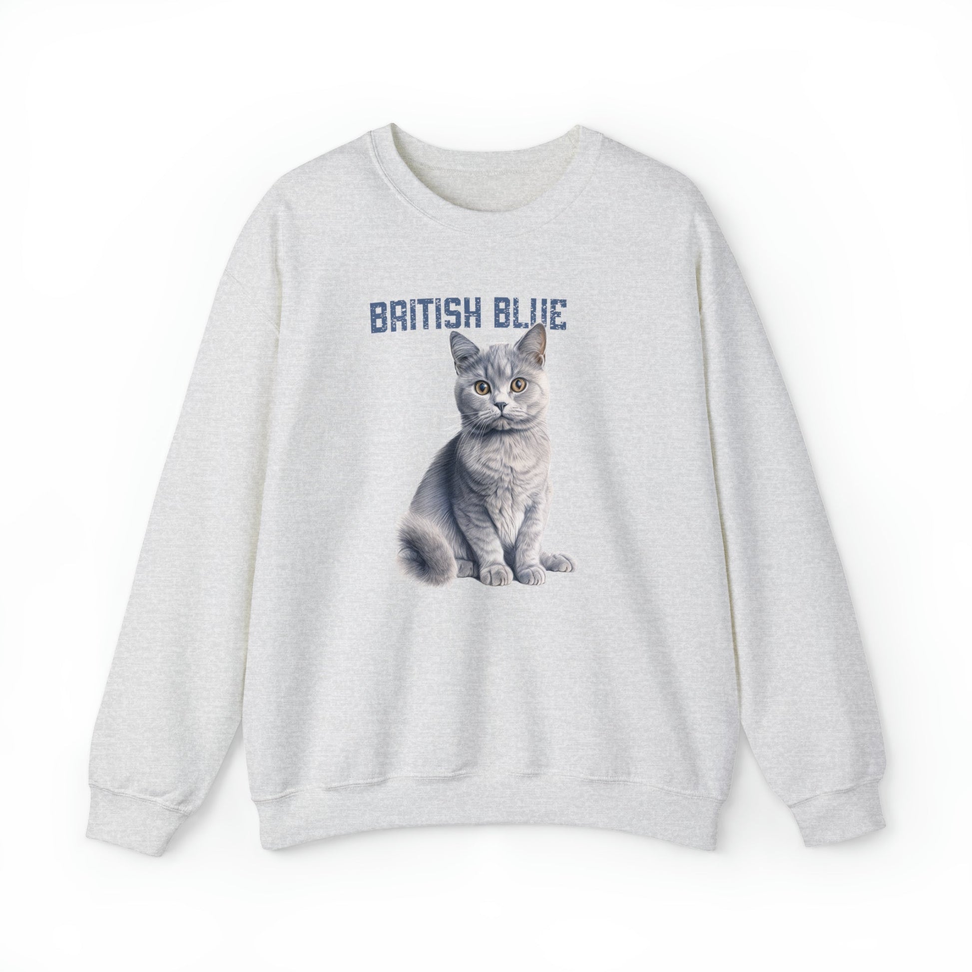 British Blue Gray Cat Mom Sweatshirt, Art Cat Shirt, Purrfect Cat Gift Sweater - FlooredByArt