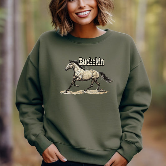 Buckskin Horse Sweatshirt ART, Buckskin Horse Lover Sweater - FlooredByArt