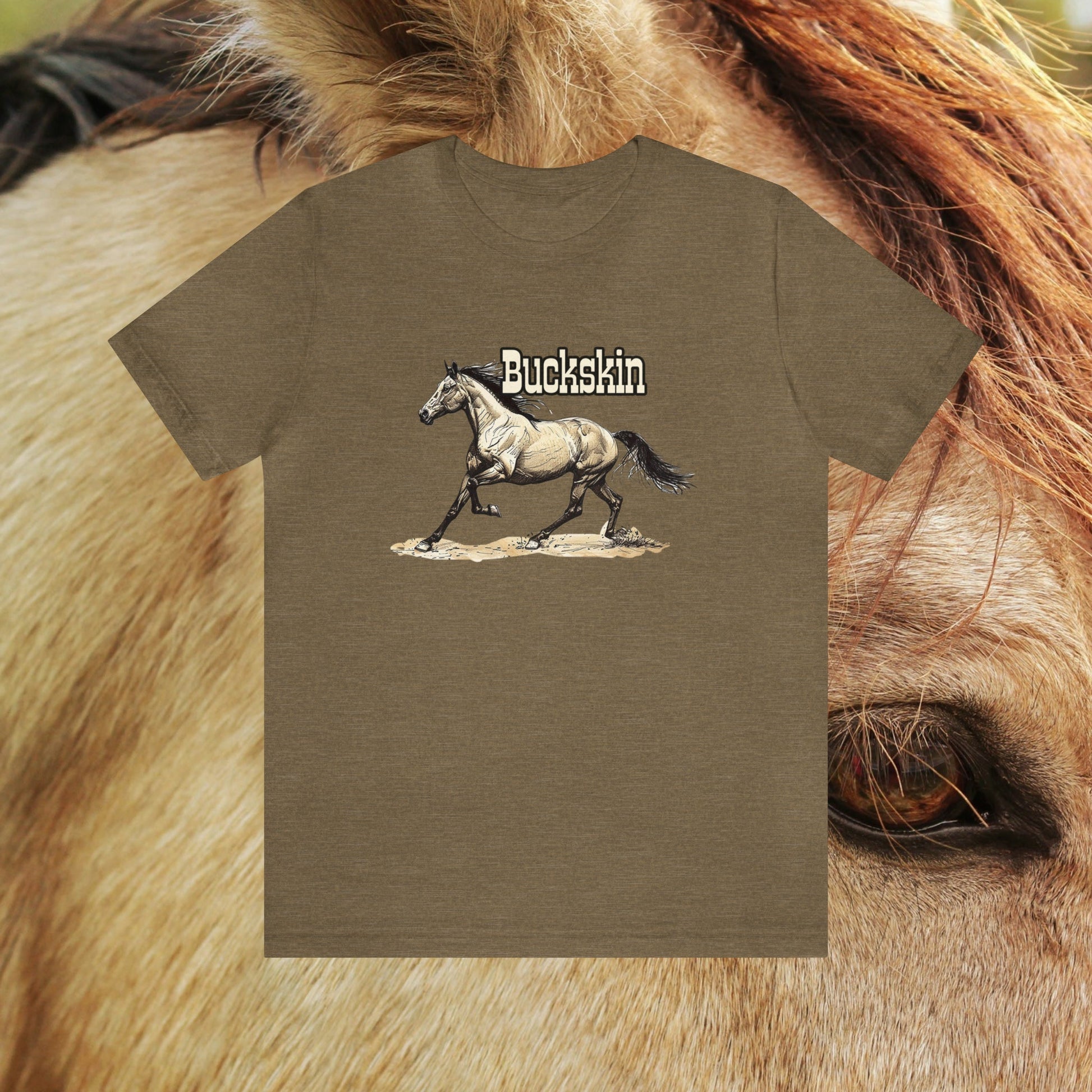 Buckskin Horse T-shirt ART, Great Drawing of a Buckskin Horse Tee, Unisex Horse Shirt, Unique Buckskin Horse Lover Gift, Horse Girl Gift - FlooredByArt