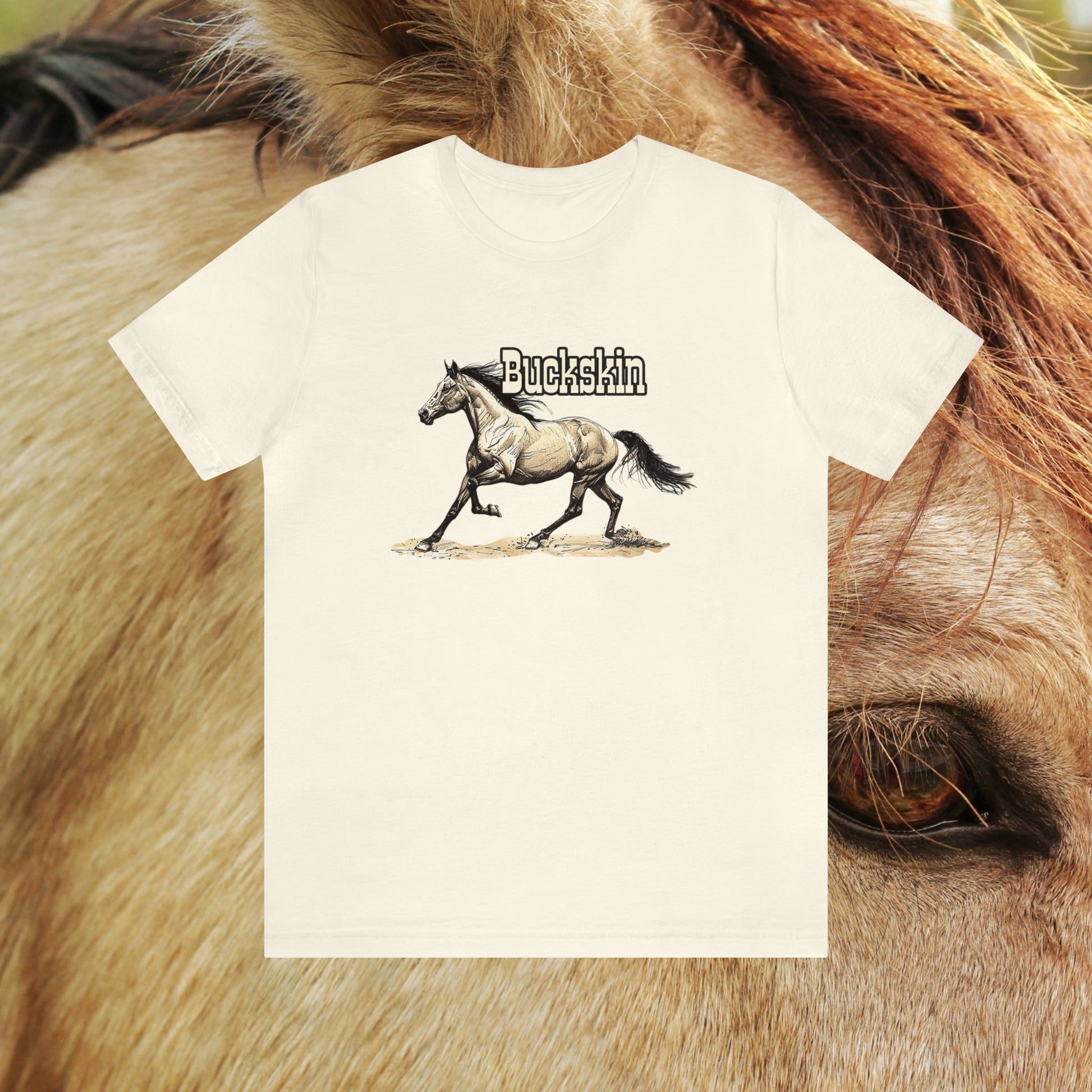 Buckskin Horse T-shirt ART, Great Drawing of a Buckskin Horse Tee, Unisex Horse Shirt, Unique Buckskin Horse Lover Gift, Horse Girl Gift - FlooredByArt