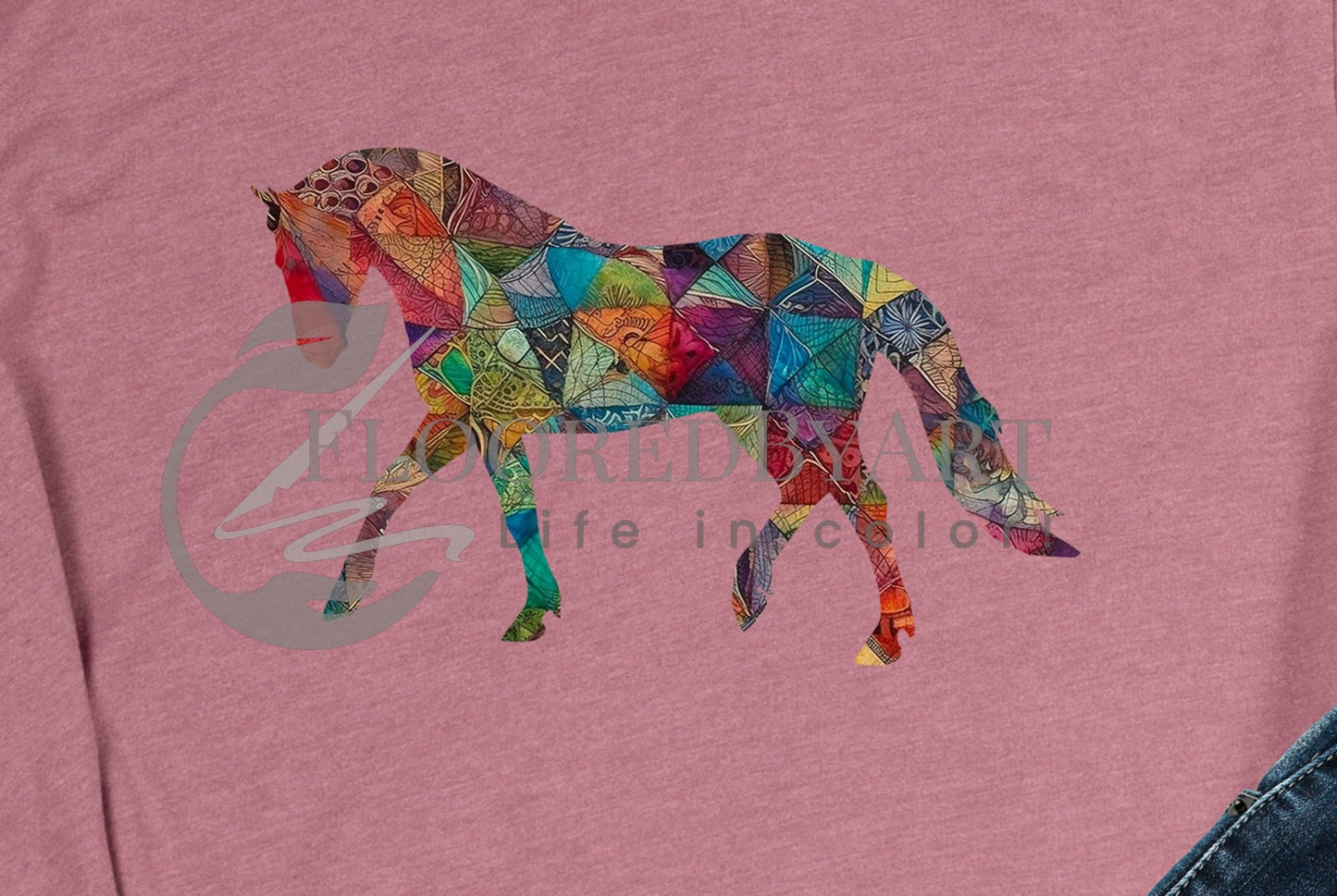 Colorful Horse Full Zip Hoodie, Magic Dream Horse Rider - FlooredByArt