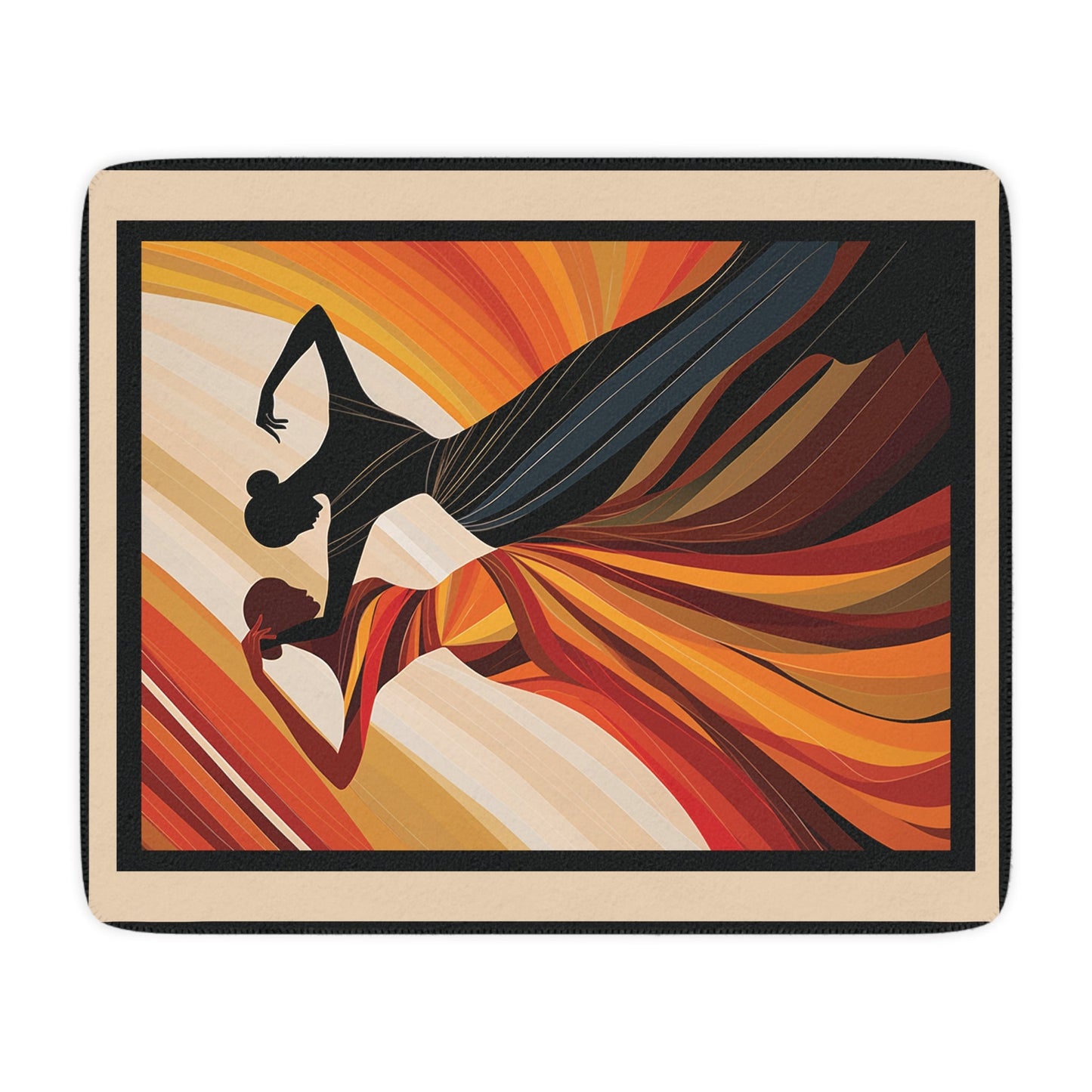 Contemporary Art Nouveau Style Dancers, Mid-Century Style, Throw Blanket, Earth Tones Art Deco Spread - FlooredByArt