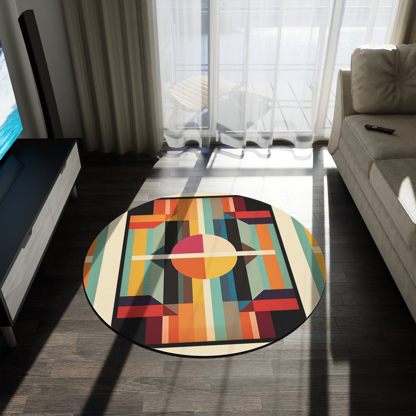 Contemporary Art Rug - Stylish Trendy Blanket Art- Earth Tone Coverlet - FlooredByArt