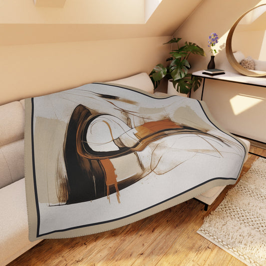 Contemporary Art Style - Throw Blanket - Option 2- Original Abstract Brown Blanket - FlooredByArt
